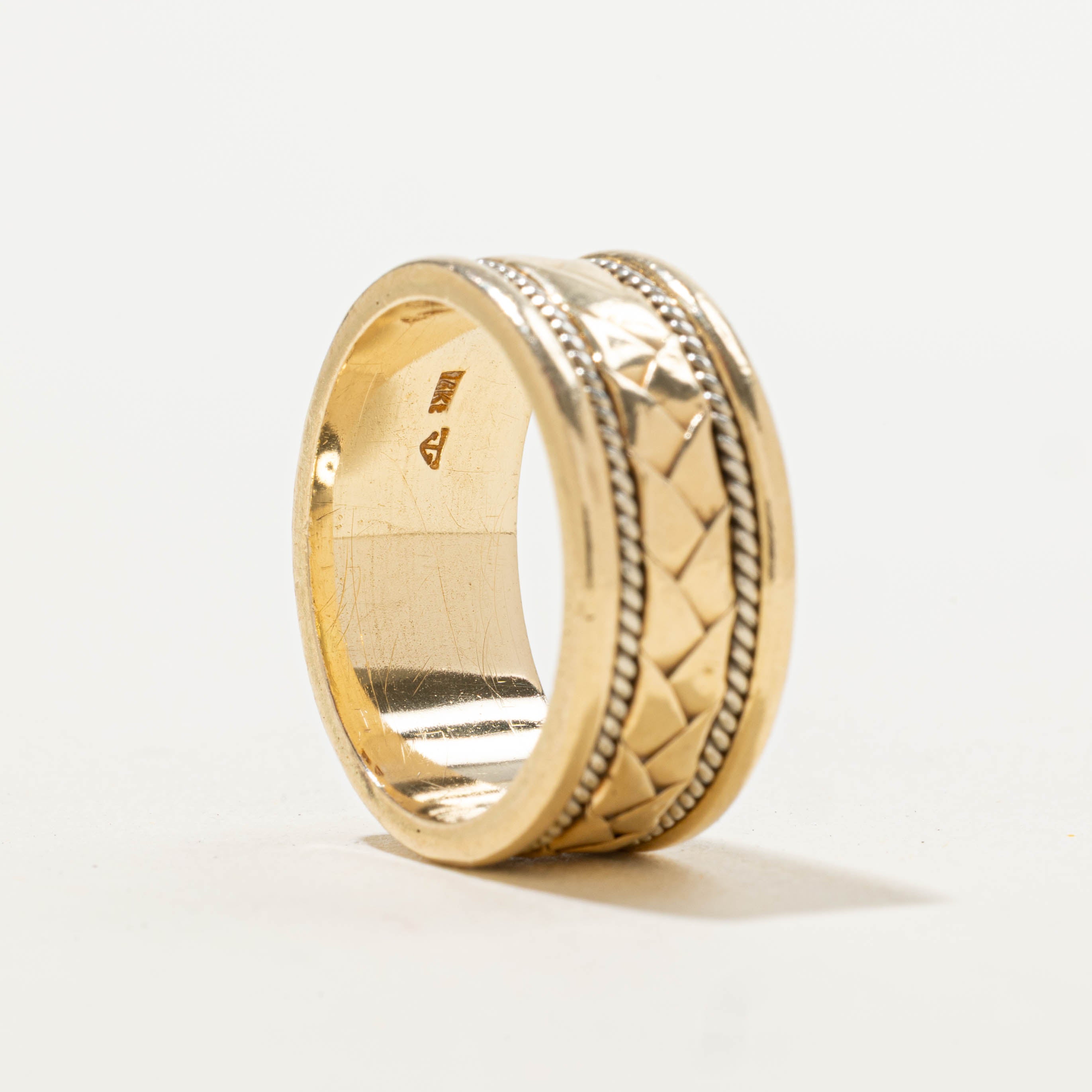 14k Rope Engraved Cigar Band | 9.00mm | SZ 8.5