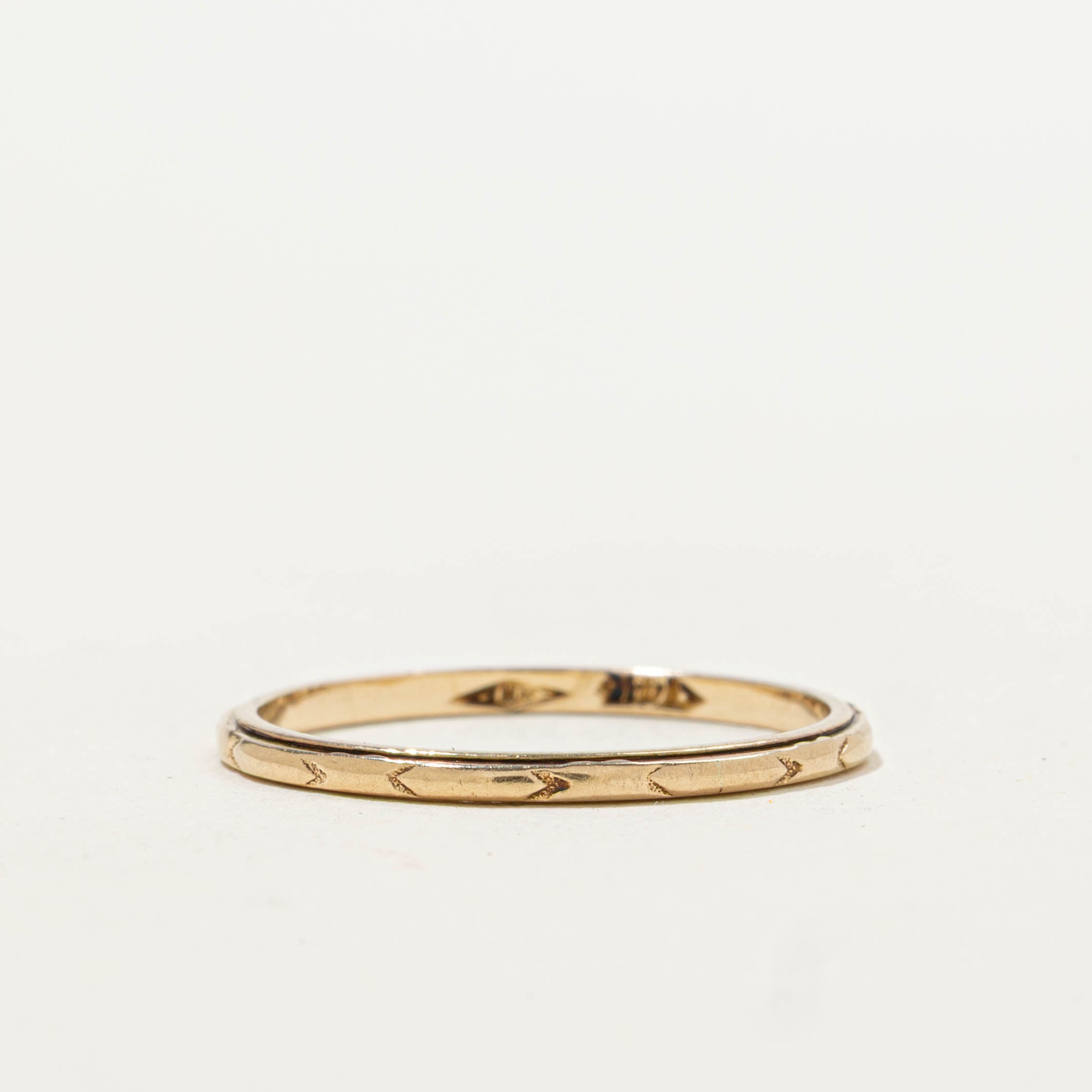 14k Yellow Gold Engraved Thin Band | 1.45mm | SZ 6.75