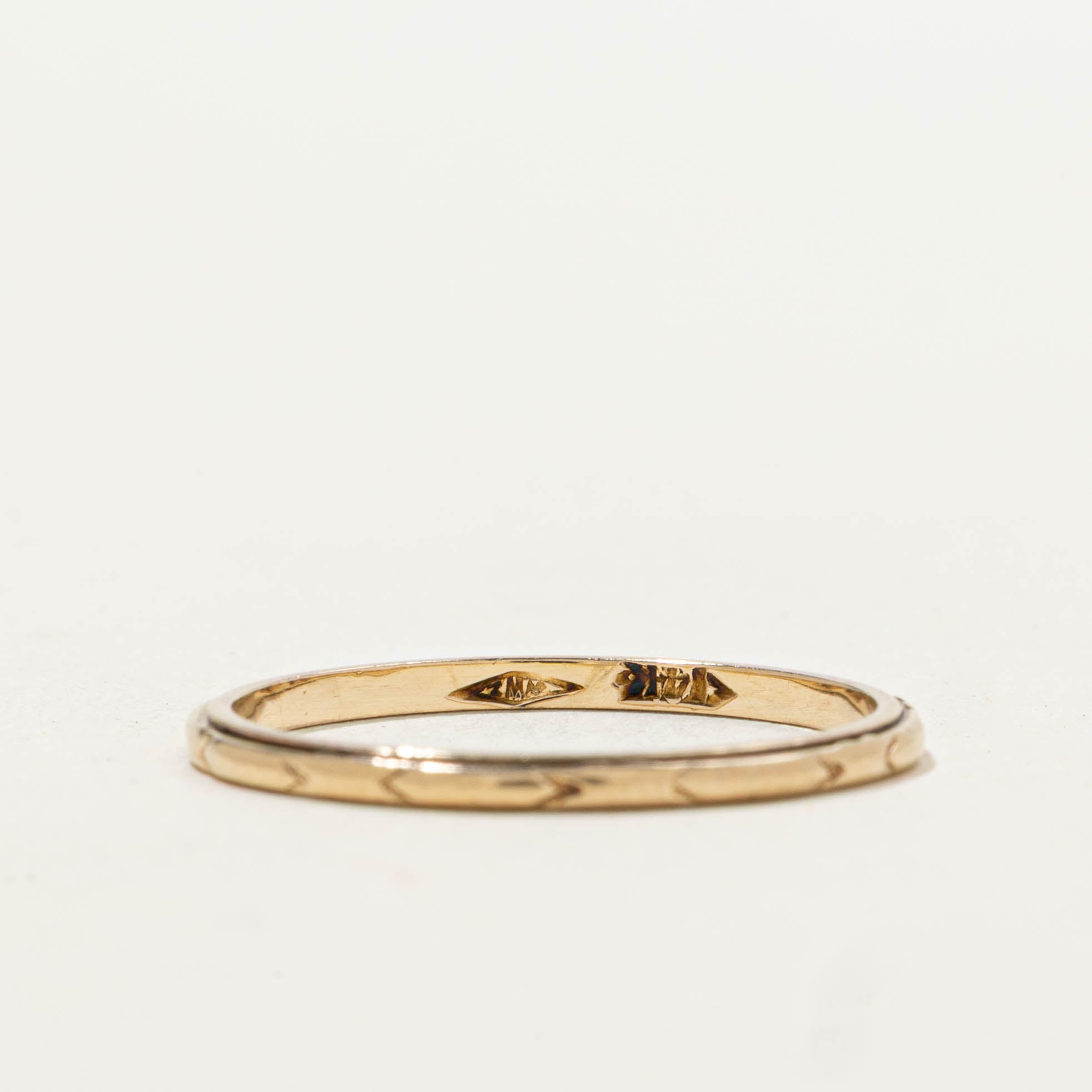 14k Yellow Gold Engraved Thin Band | 1.45mm | SZ 6.75