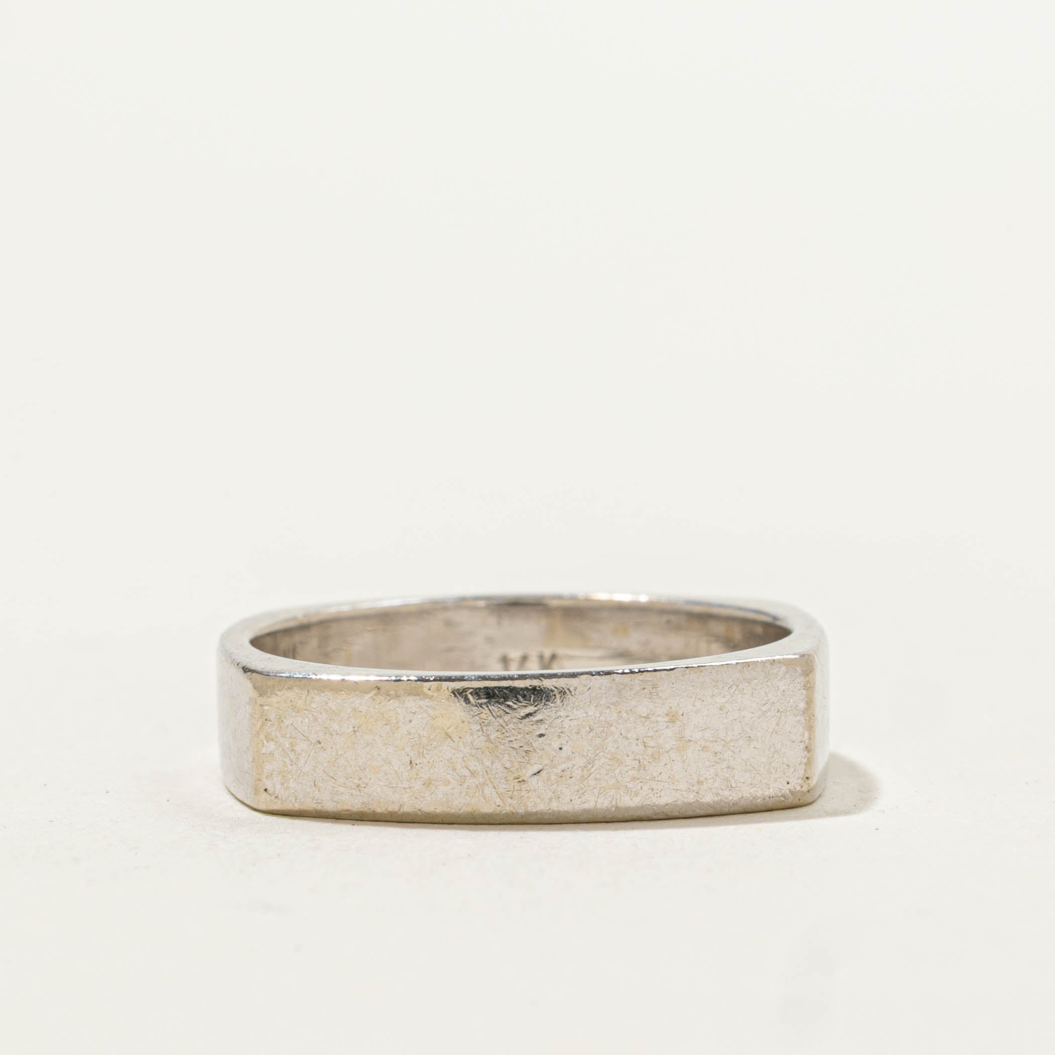 14k White Gold Soft Square Band | 4.35mm | SZ 4.5