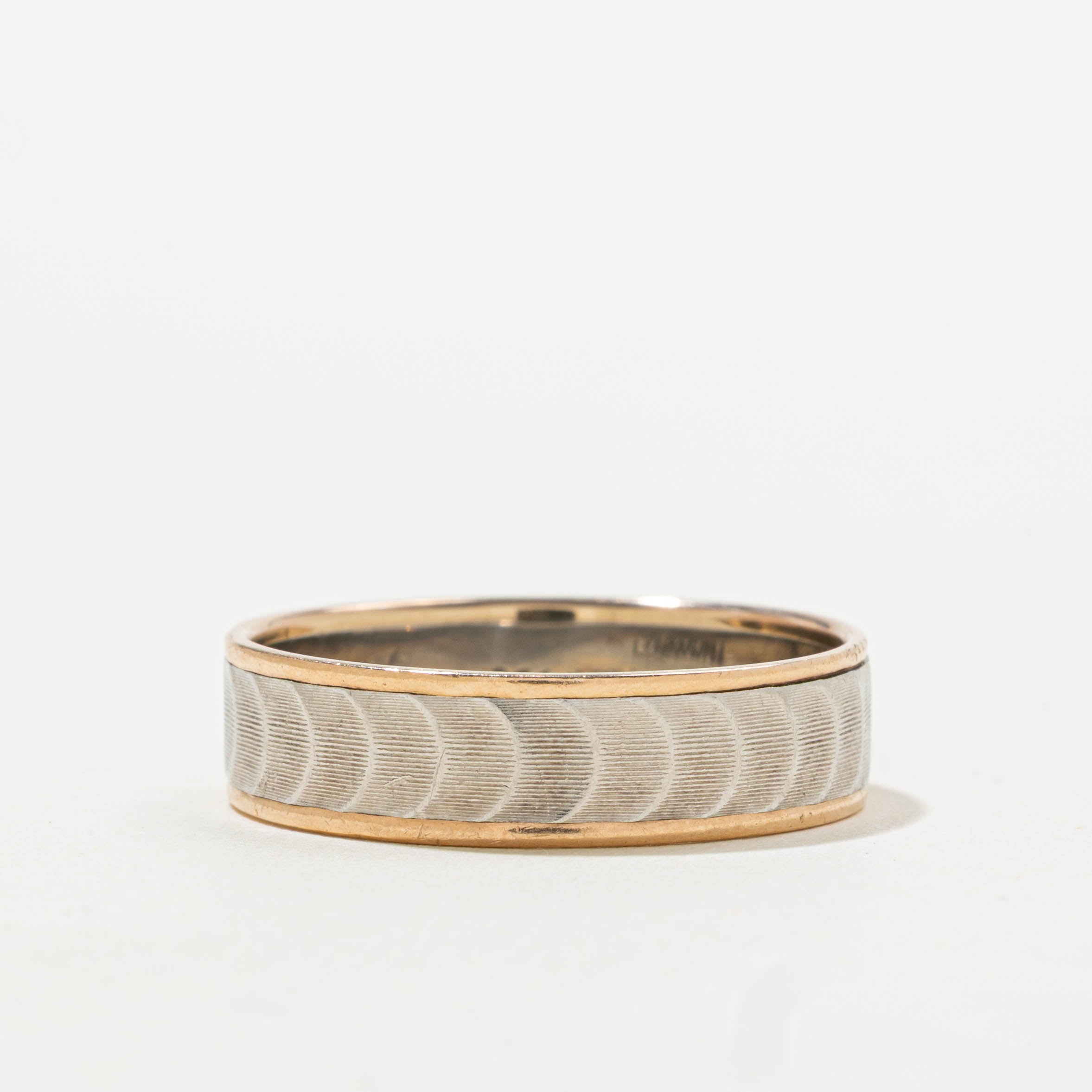 18k & Platinum Two Tone Textured Band | 5.70mm | SZ 10.25