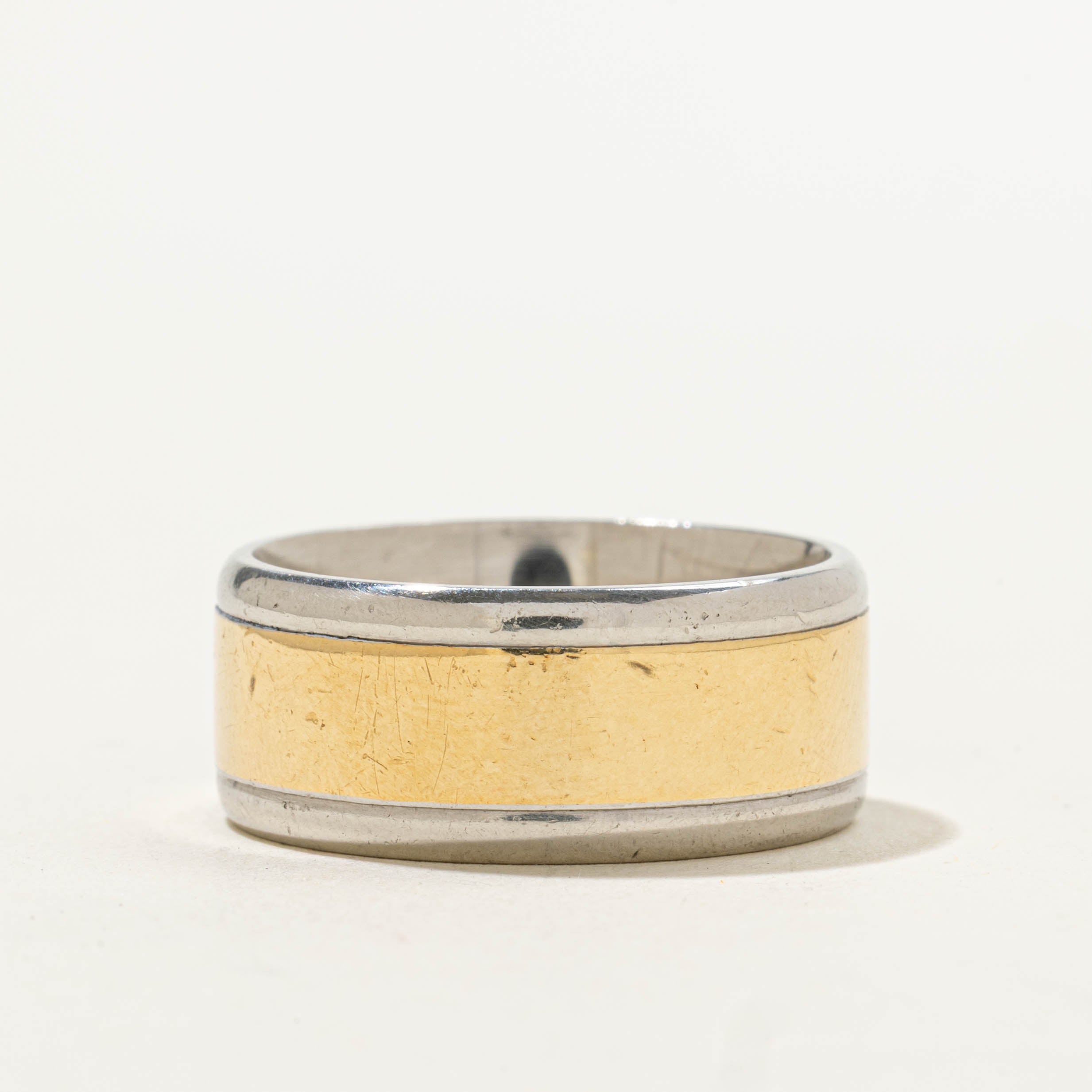 18k Yellow Gold & Platinum Cigar Band | 9.00mm | SZ 8.5