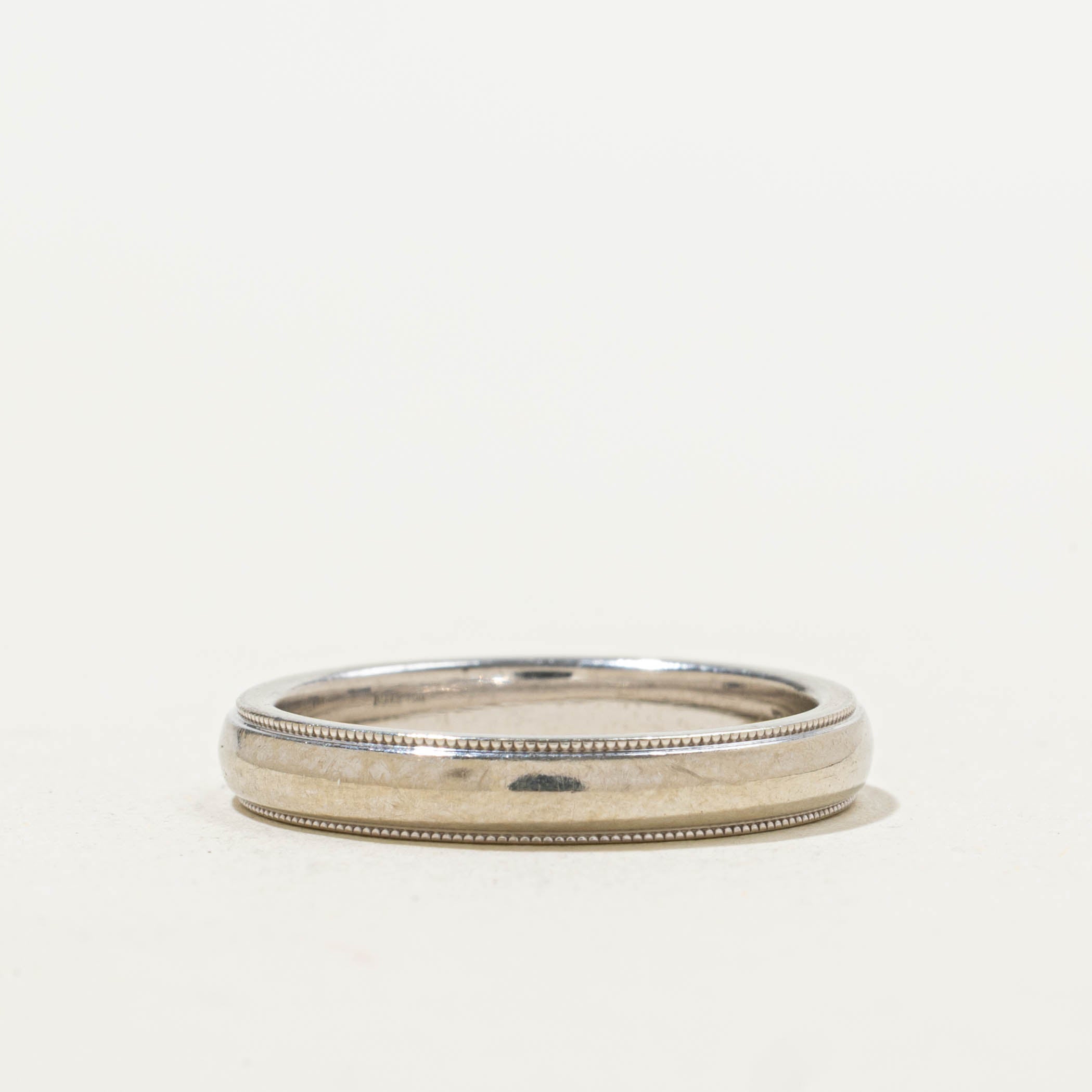 ‘Birks' White Gold Milgrained Band | 3.70mm | SZ 6