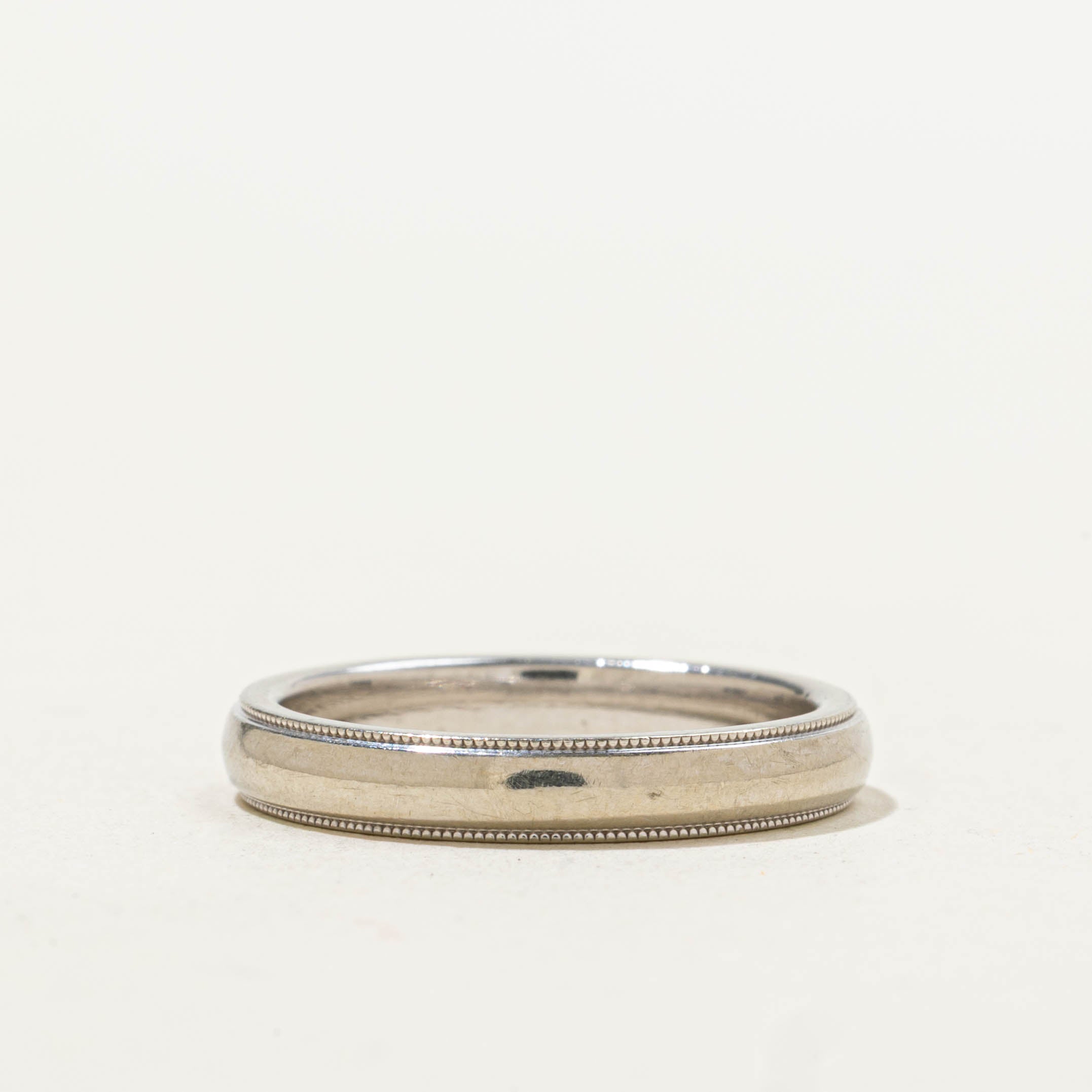 ‘Birks' White Gold Milgrained Band | 3.70mm | SZ 6