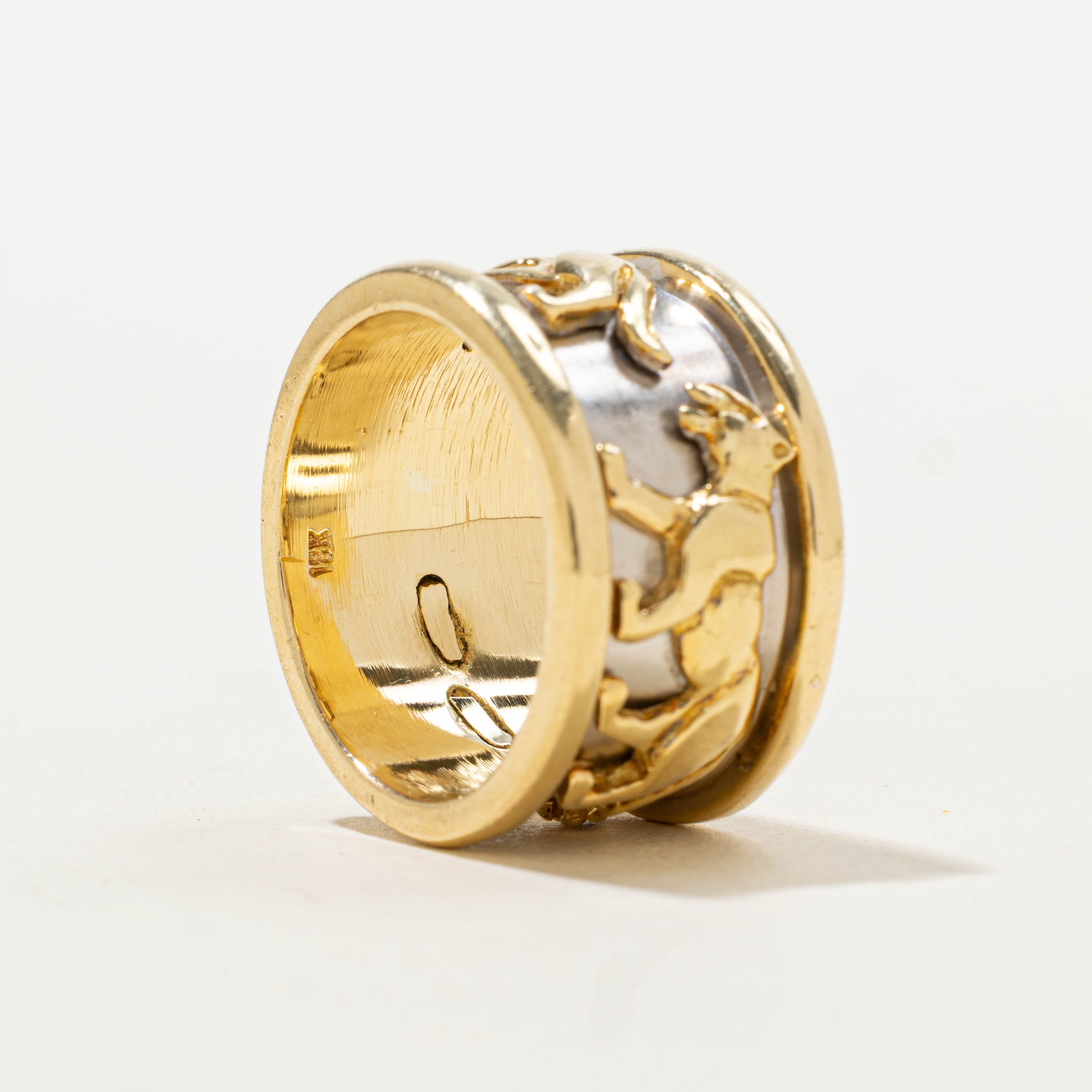 18k Two-Tone Panther Embossed Cigar Band | 12.65mm | SZ 8