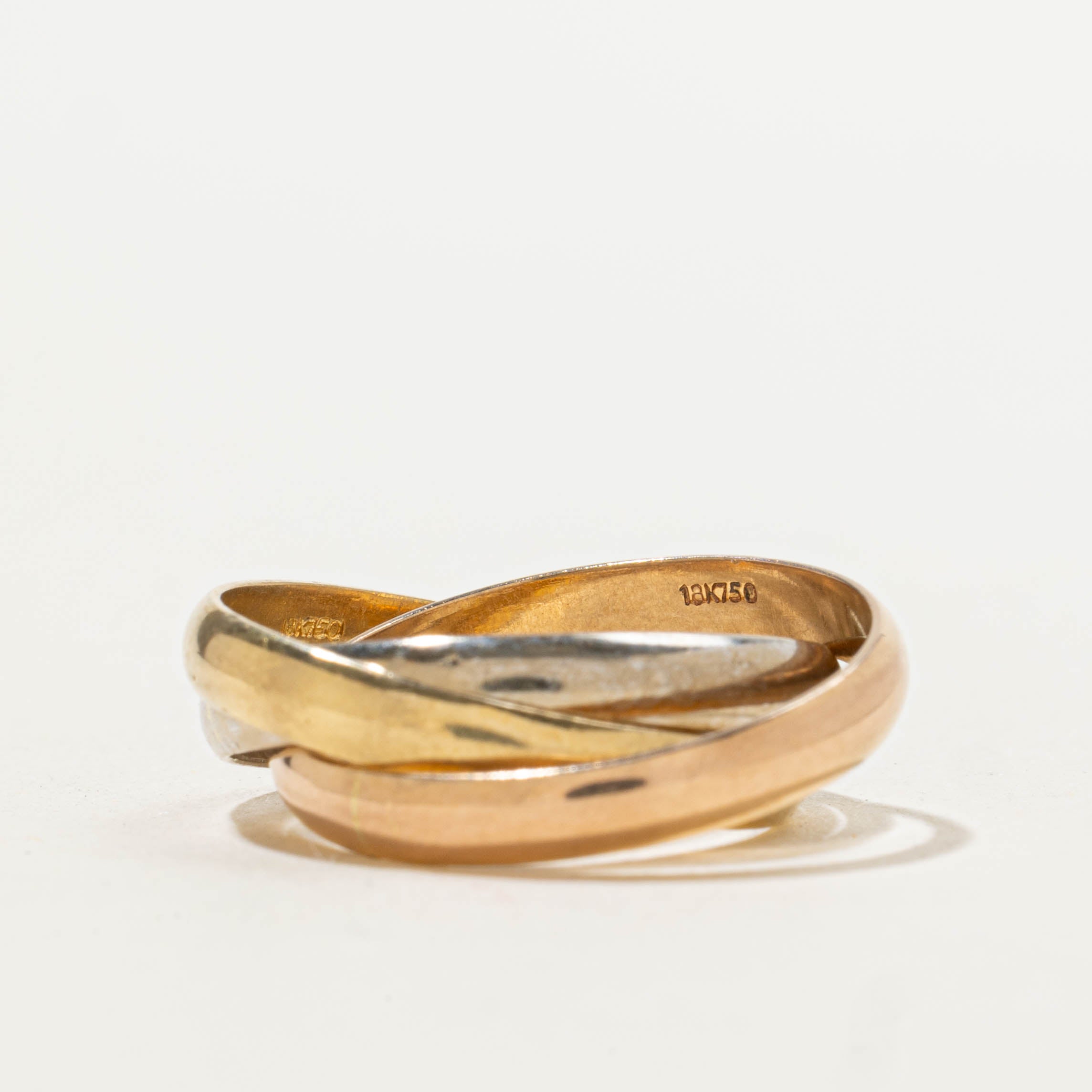 18k Tri-Tone Trinity Ring | 8.00mm | SZ 5.25