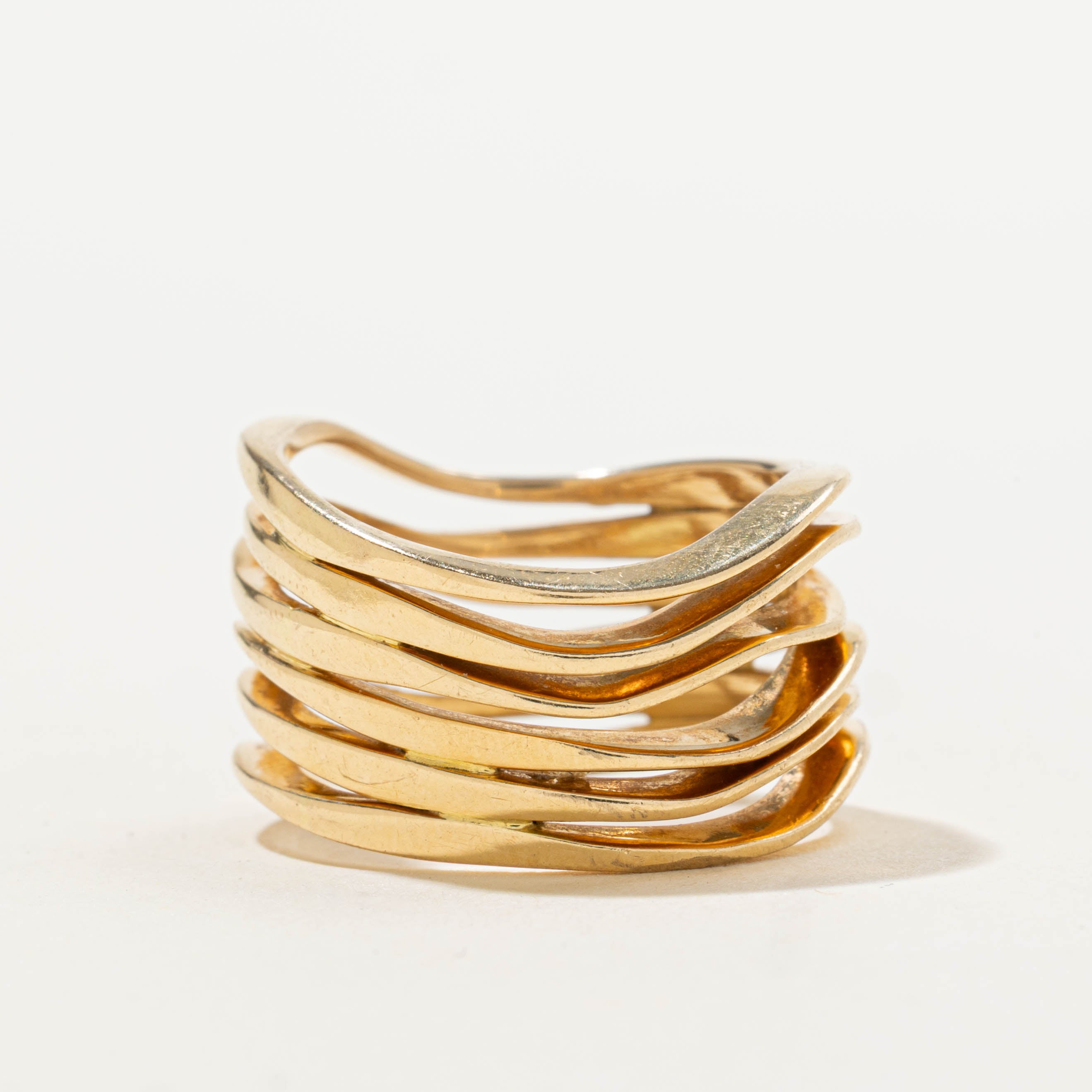 18k Yellow Gold Layered Wave Ring | 13.60mm | SZ 5.75
