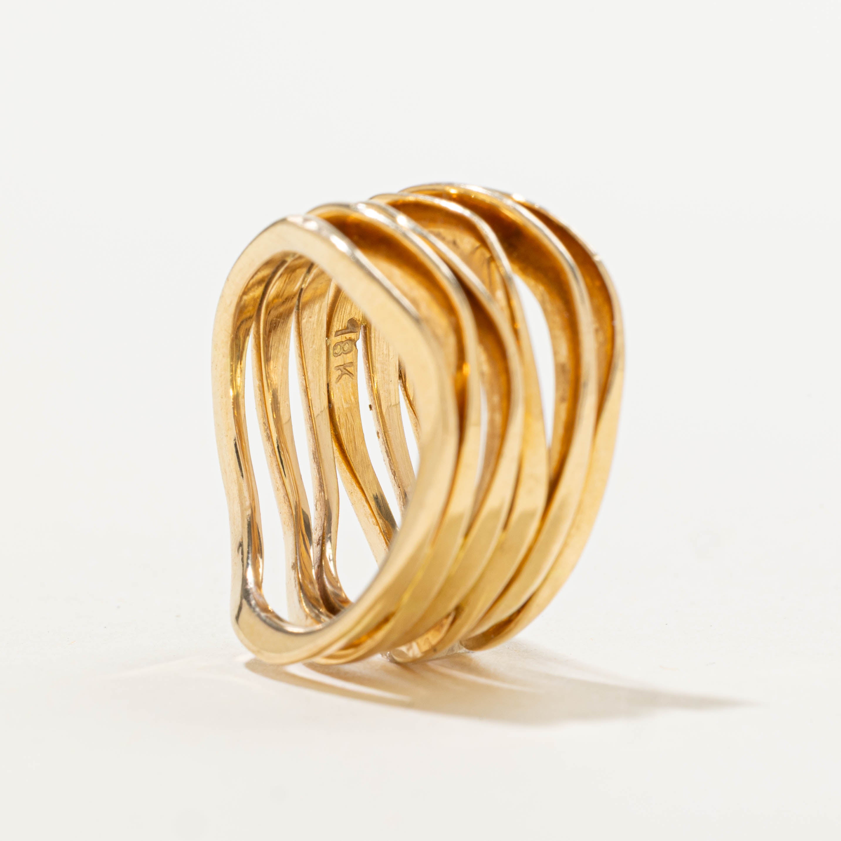 18k Yellow Gold Layered Wave Ring | 13.60mm | SZ 5.75