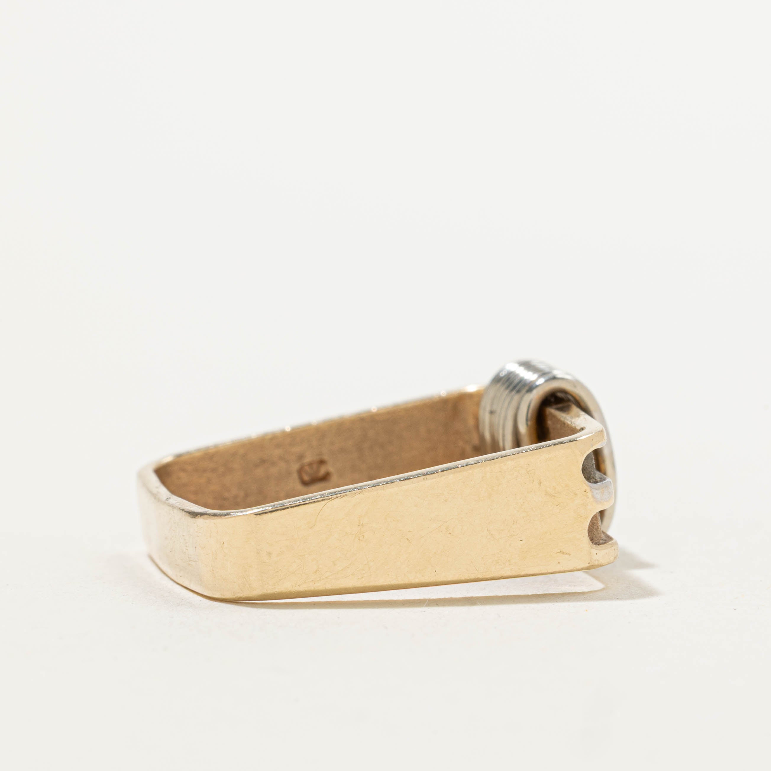 12k Two Tone Geometric Grooved Ring | SZ 8