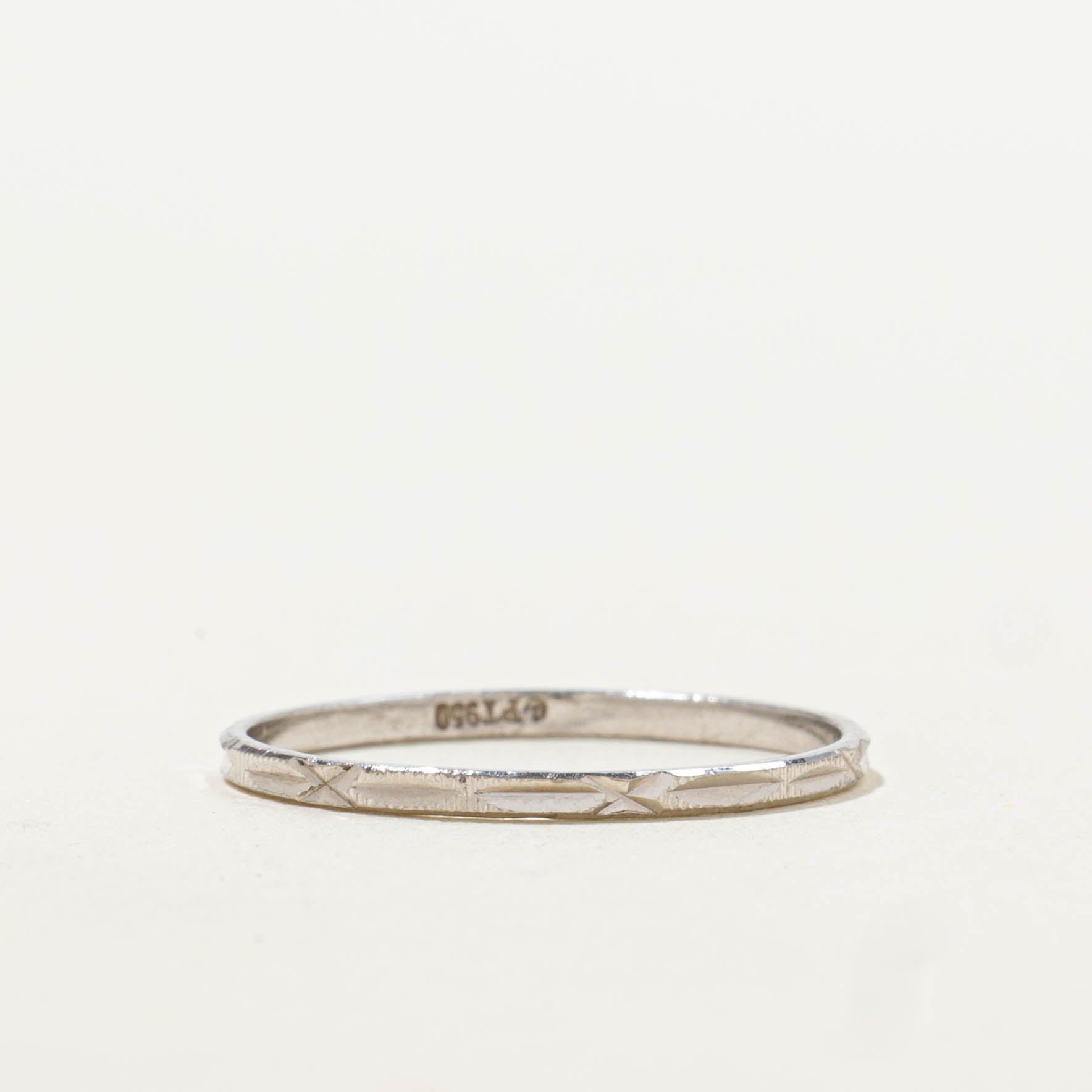 950 Platinum Engraved Thin Band | 1.30mm | SZ 5.25