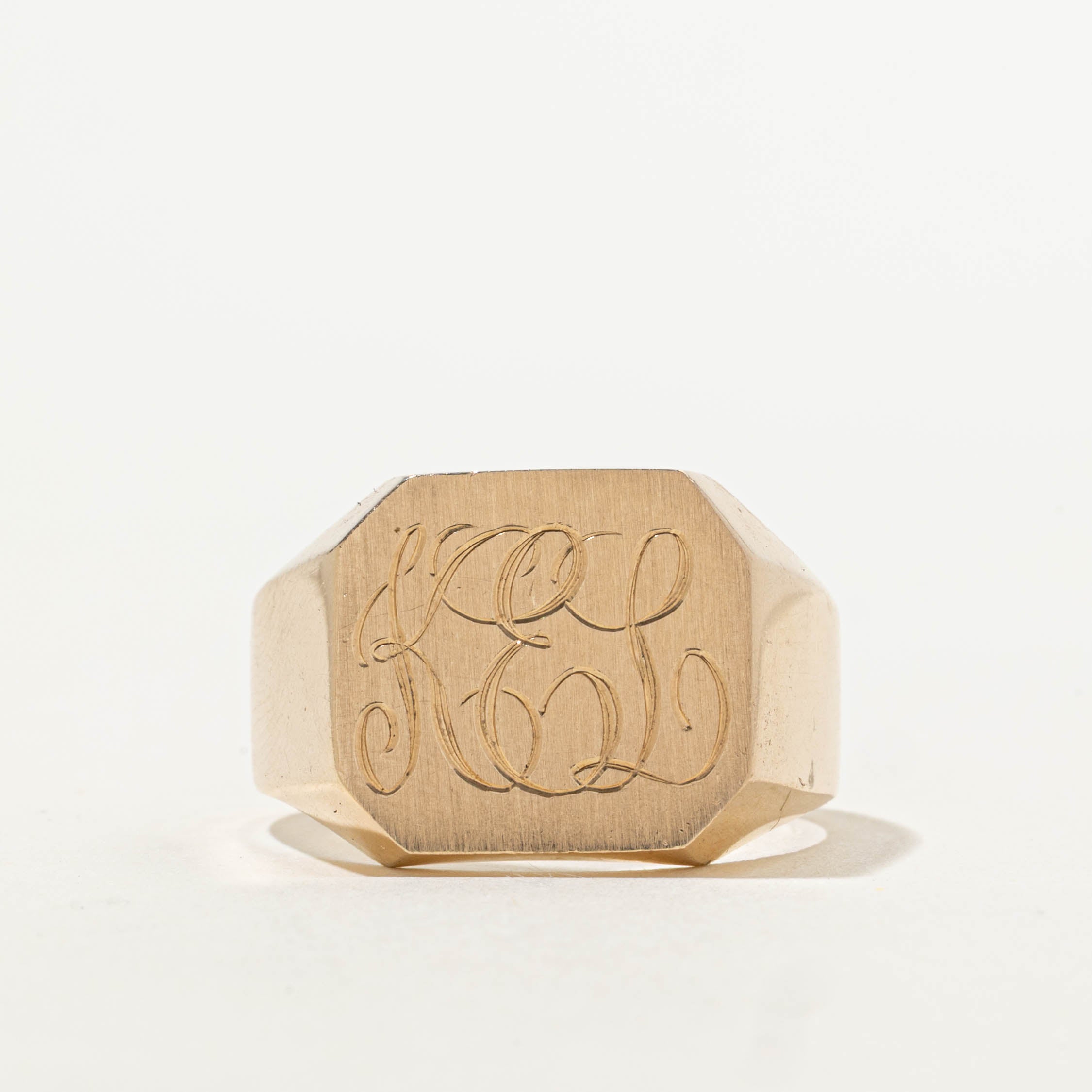 10k Yellow Gold “KEL” Initialized Signet Ring | SZ 9.0