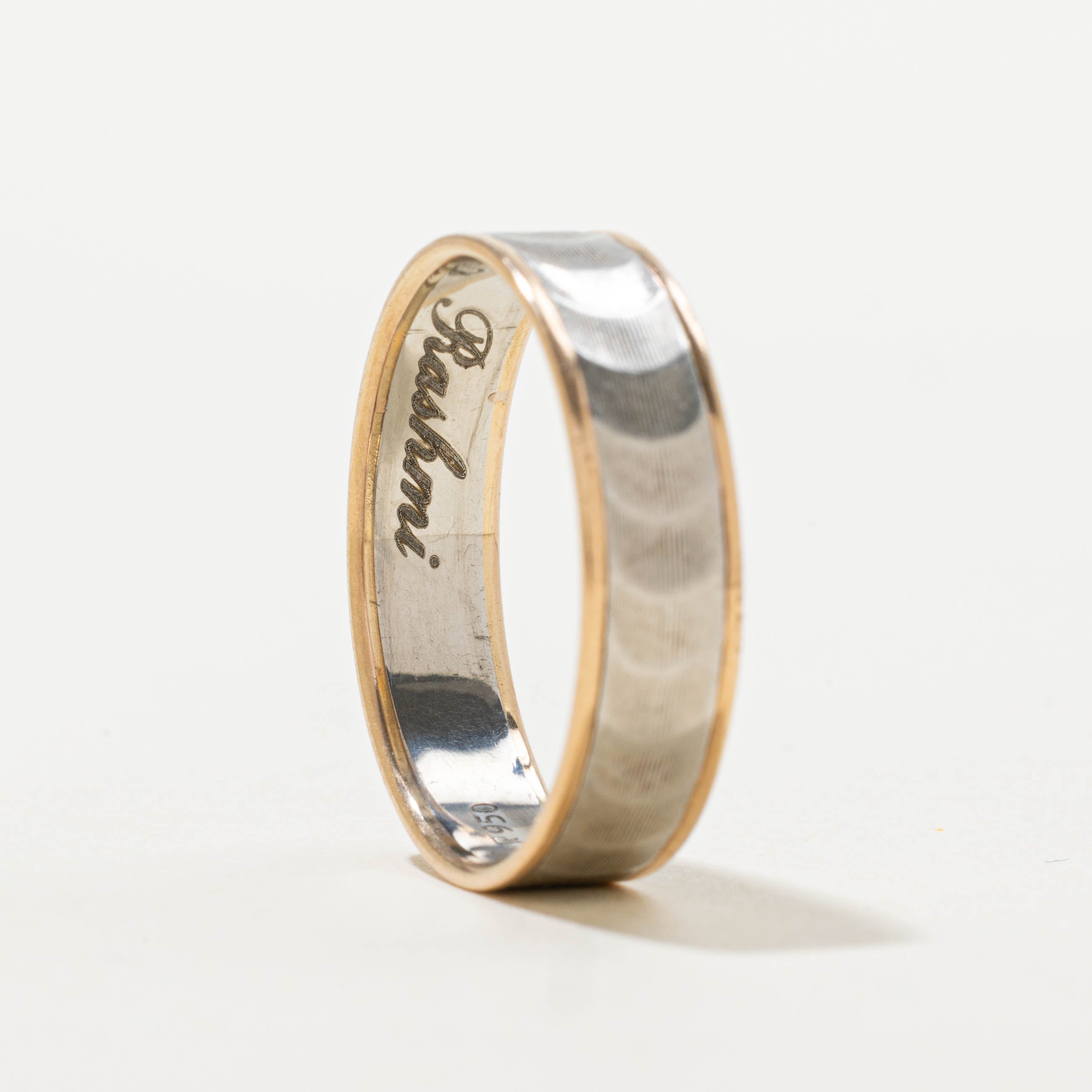 18k & Platinum Two Tone Textured Band | 5.70mm | SZ 10.25
