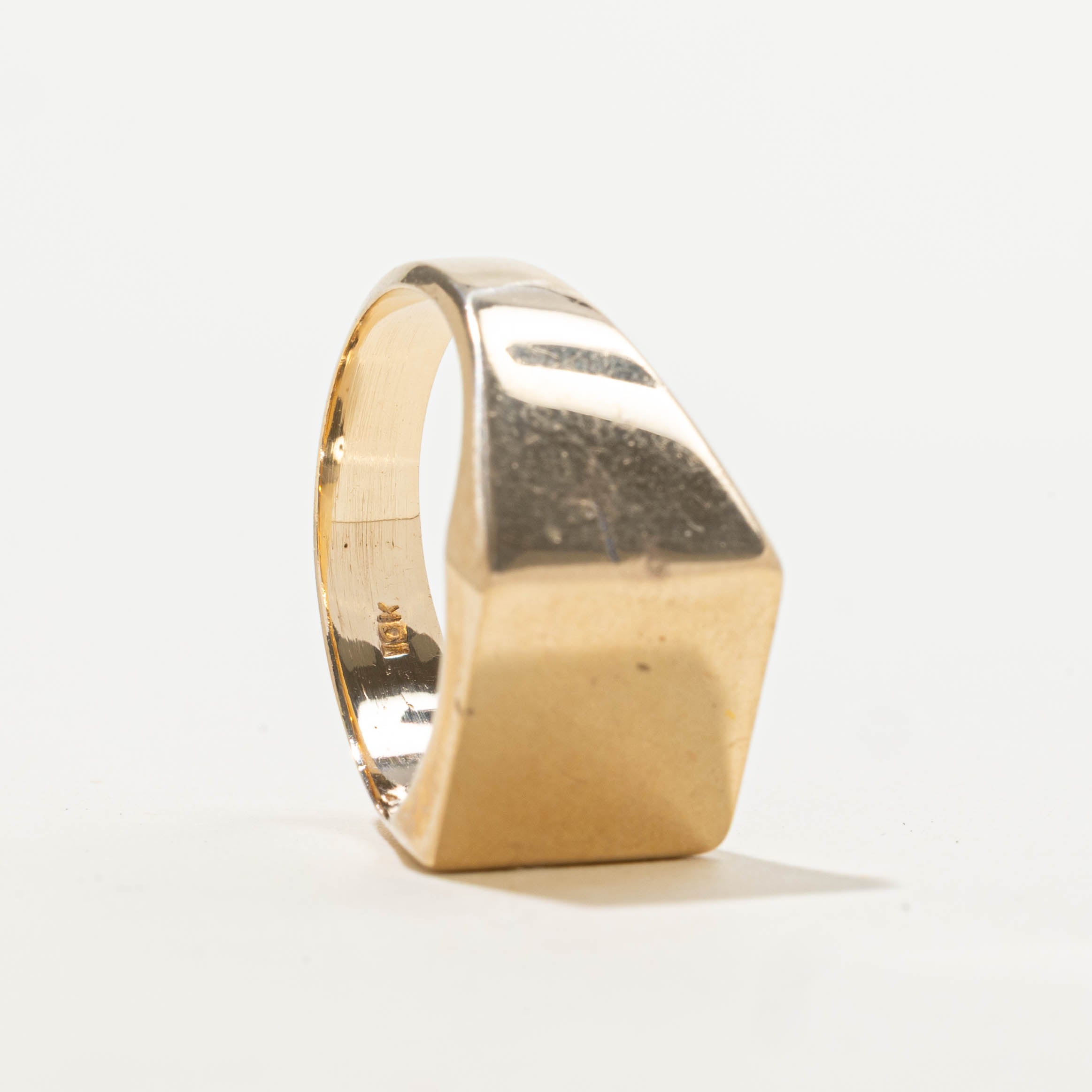 10k Yellow Gold Chunky Signet Ring | SZ 8.75