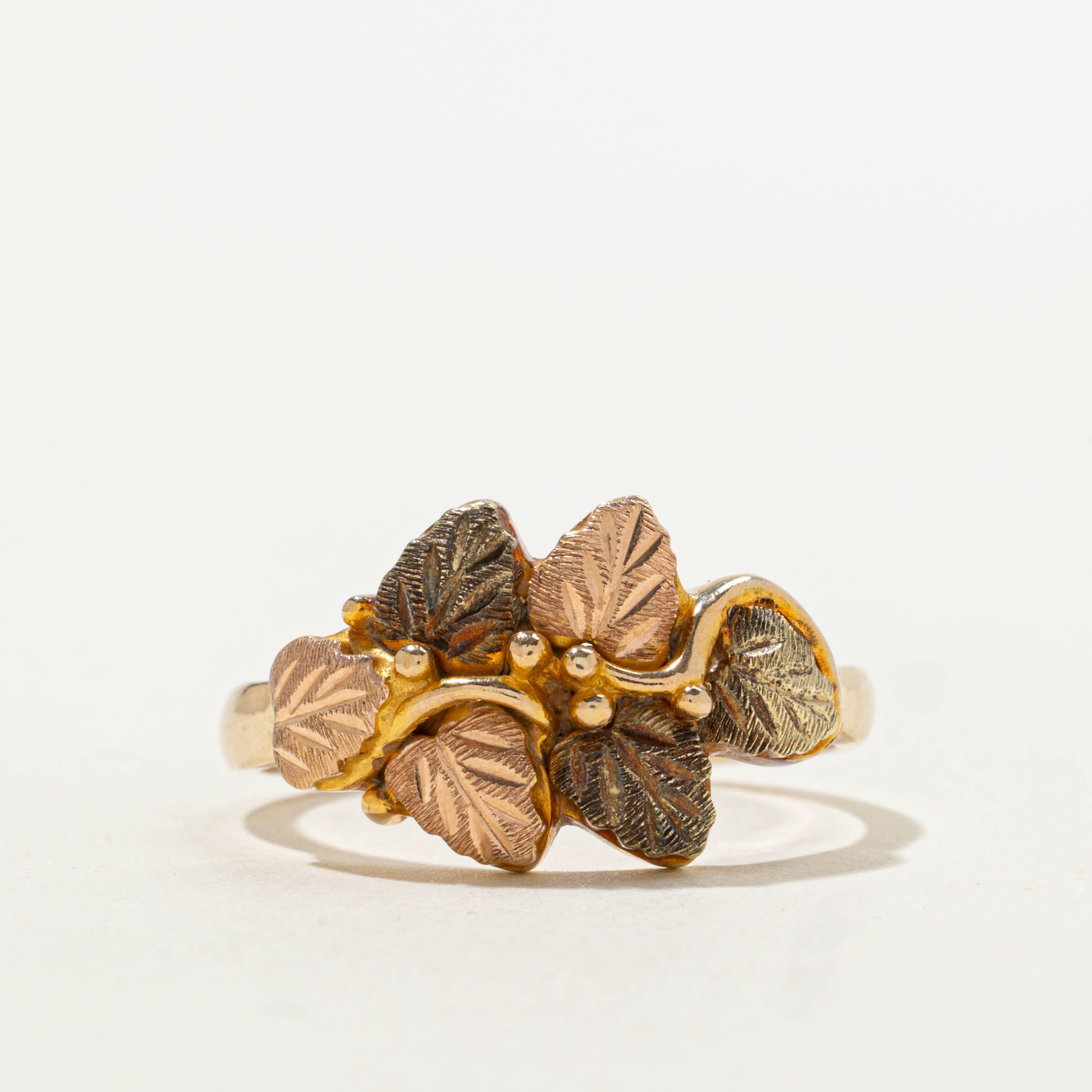 10k Tri Tone Leaf Branch Ring | SZ 8