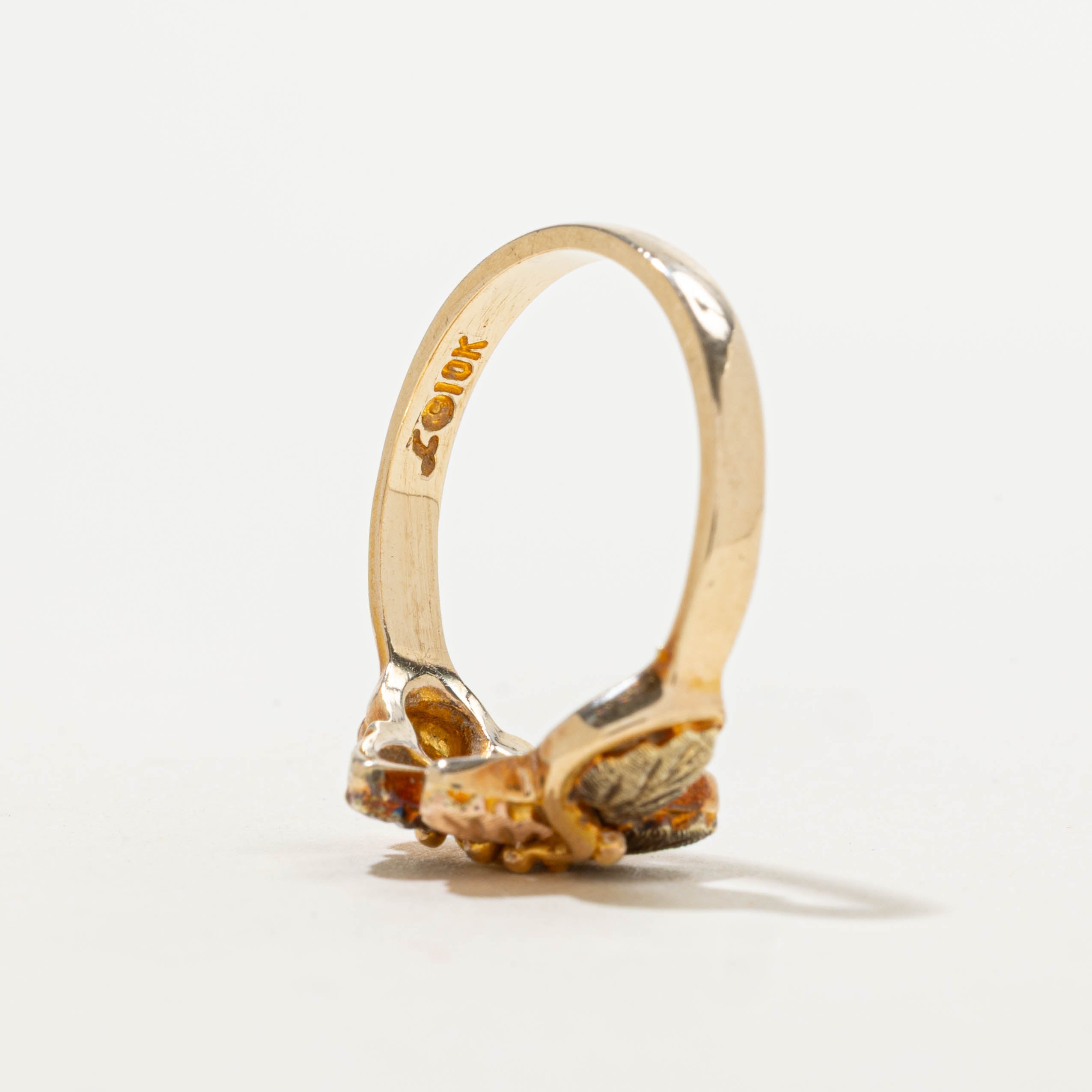10k Tri Tone Leaf Branch Ring | SZ 8