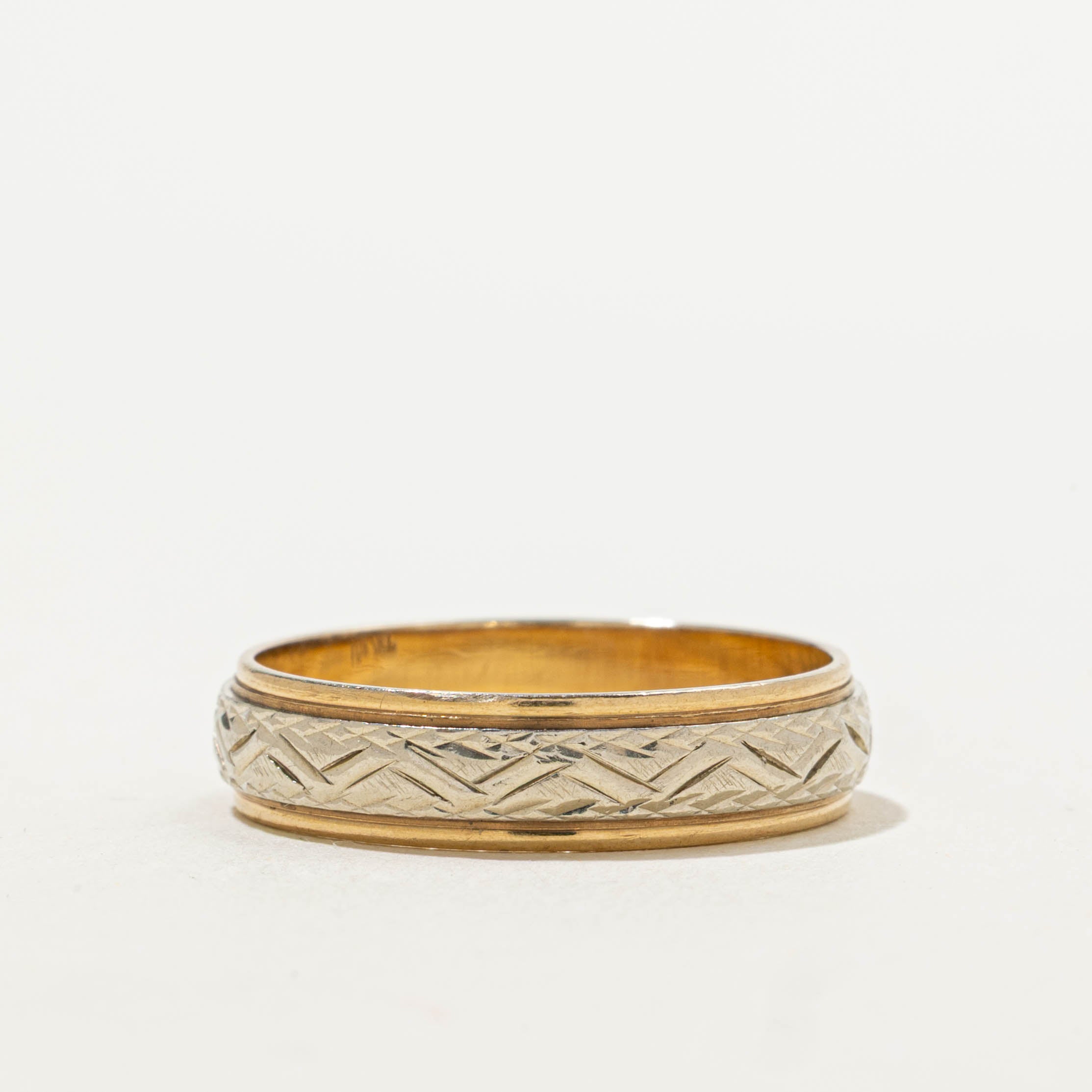 10k Two-Tone Engraved Band | 5.00mm | SZ 9