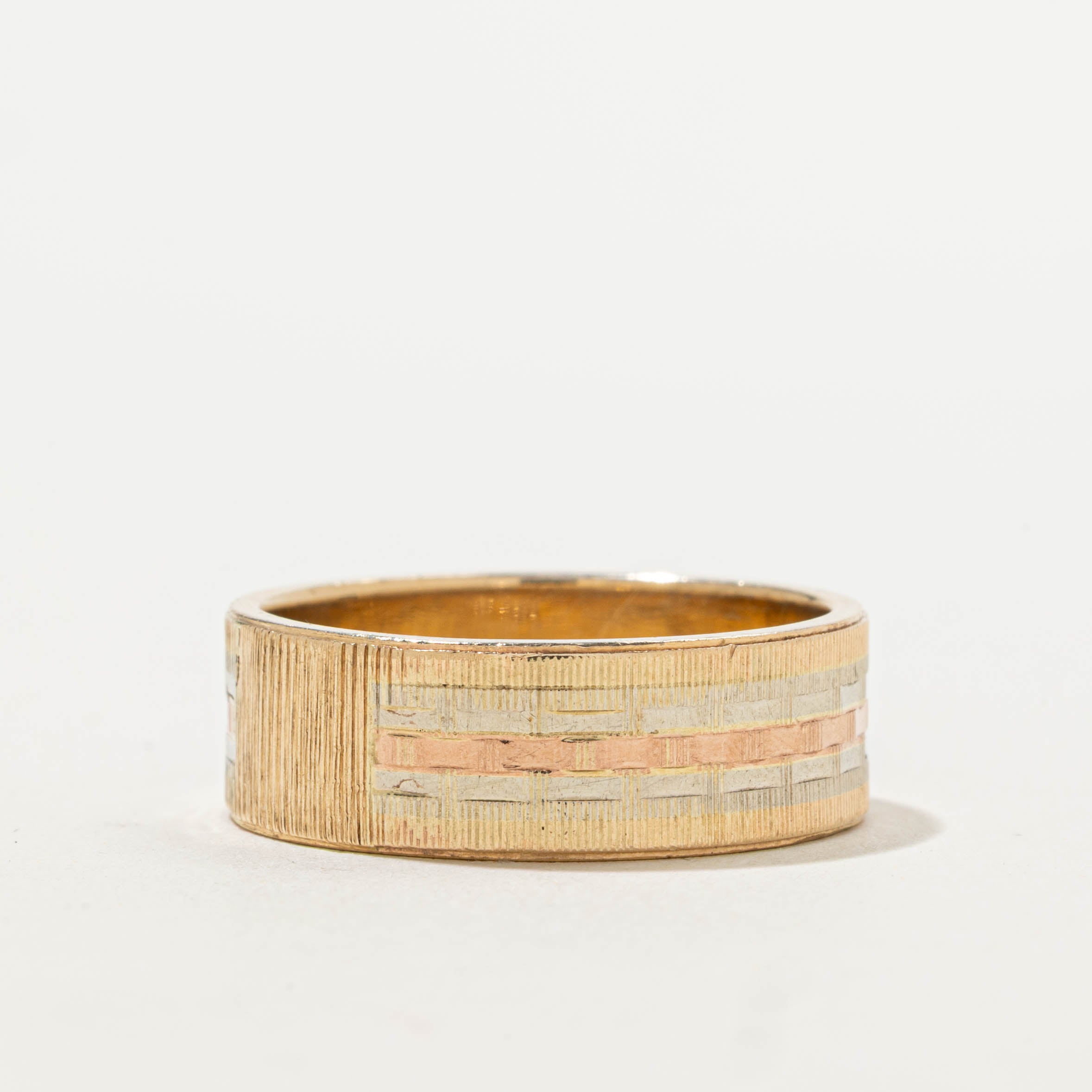 10k Tri-Tone Fluted Textured Band | 7.45mm | SZ 10