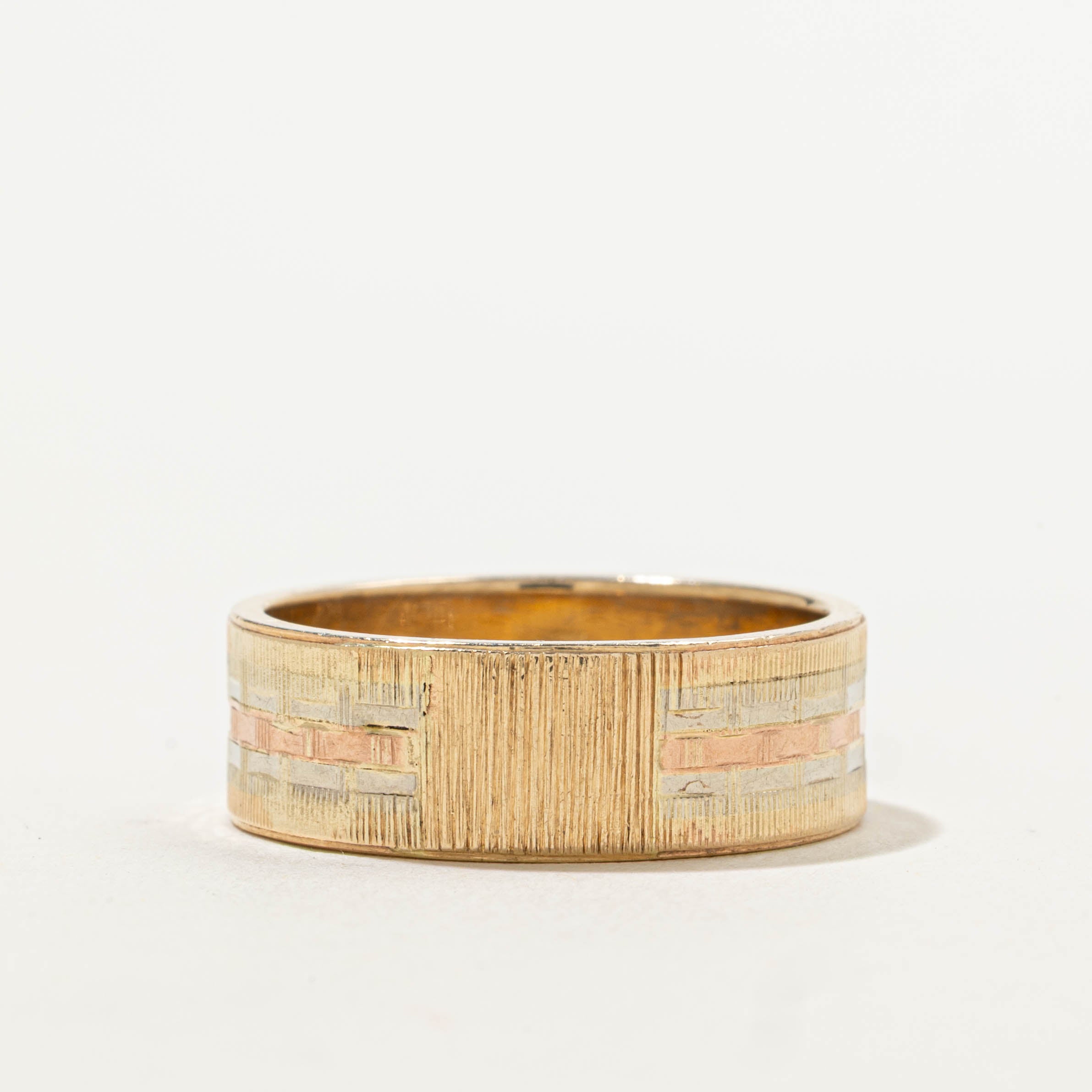 10k Tri-Tone Fluted Textured Band | 7.45mm | SZ 10