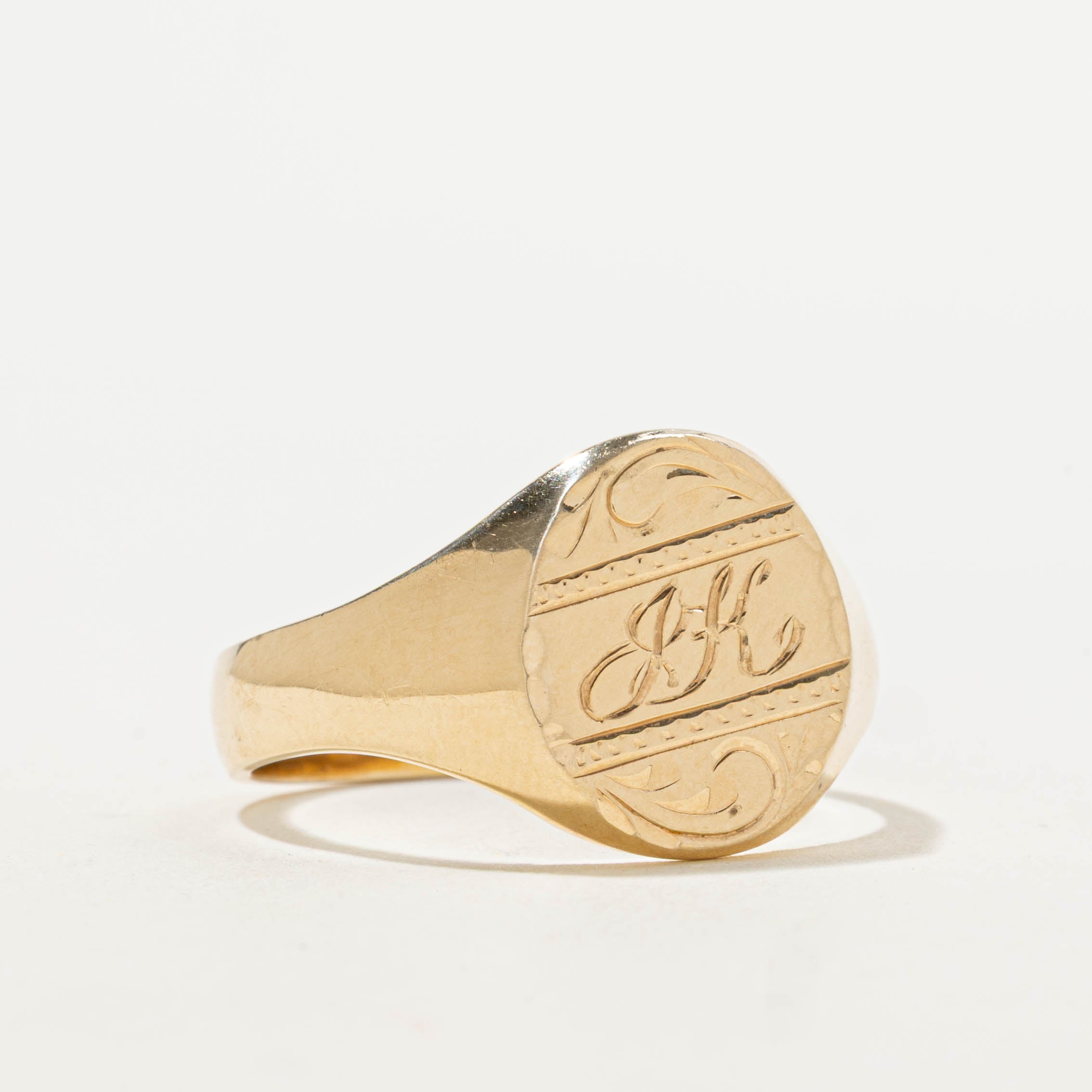 10k “JK” Initialized Signet Ring | SZ 10