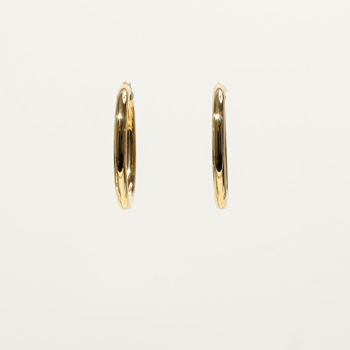 18k Yellow Gold Plain Tubular Hoop Earrings