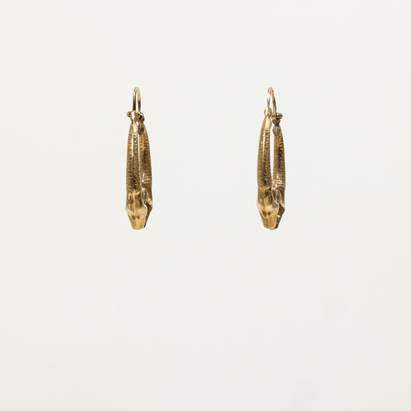 18k Yellow Gold Textured Mermaid Hoop Earrings