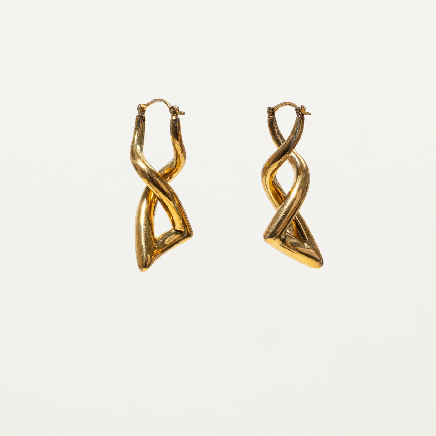 18k Yellow Gold Twisted Abstract Drop Earrings