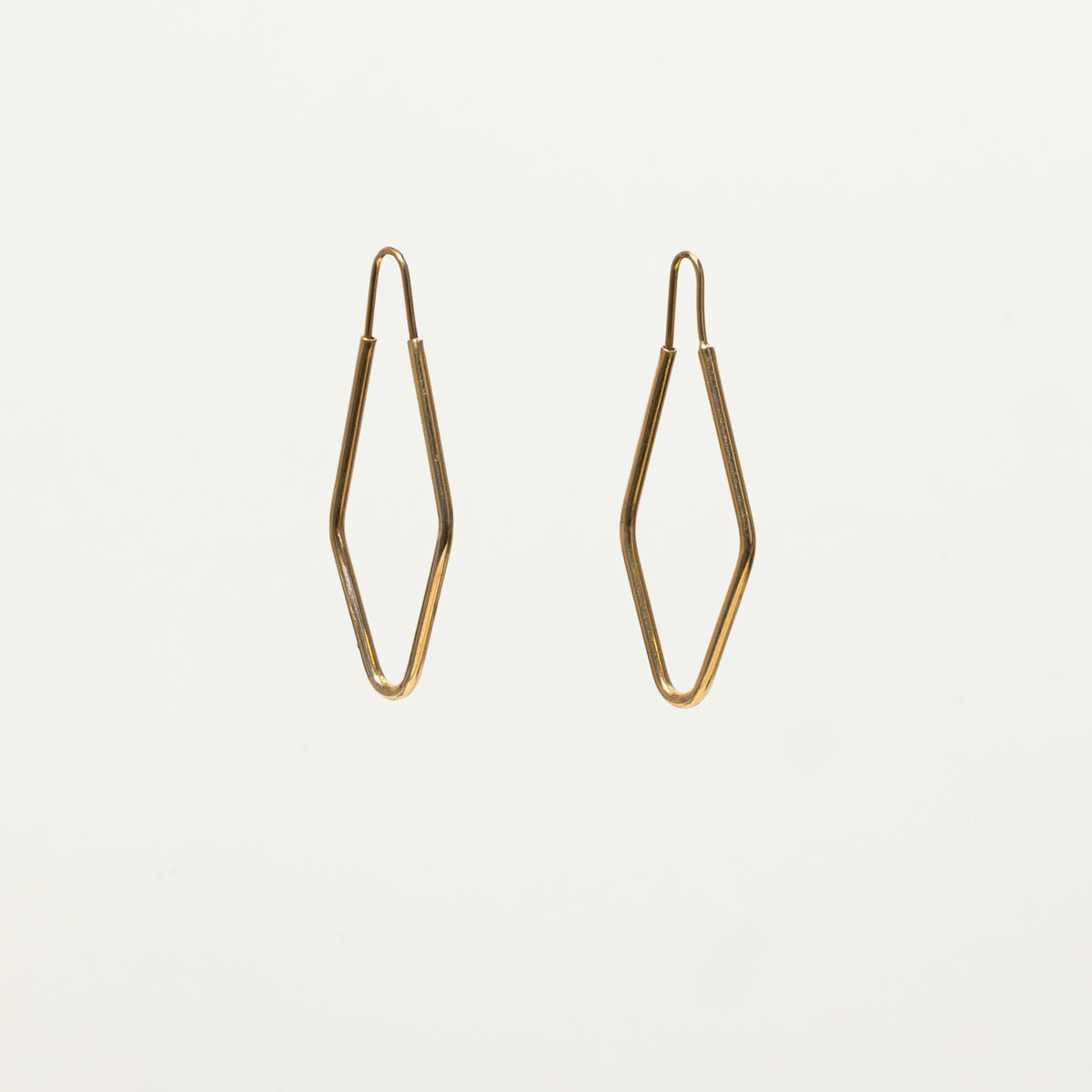 18k Yellow Gold Rhombus Hoop Earrings