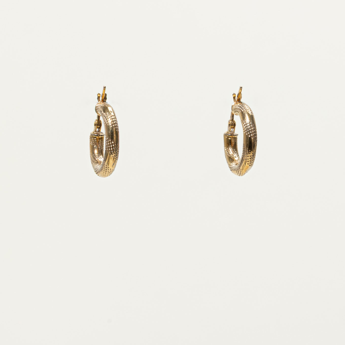 Italian 9k Yellow Gold Textured Hoop Earrings