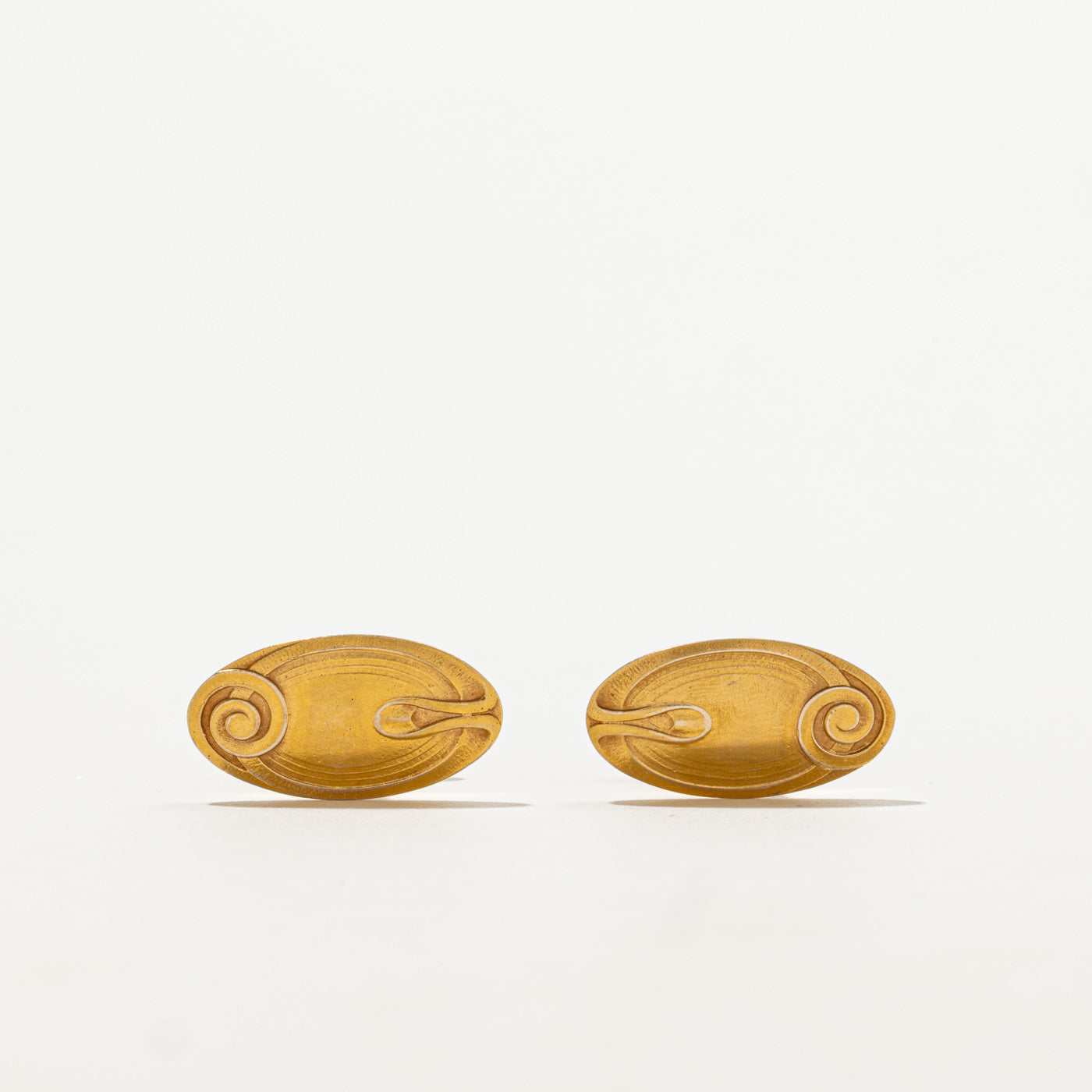 'Birks' 14k Yellow Gold Scrollwork Embossed Cufflinks