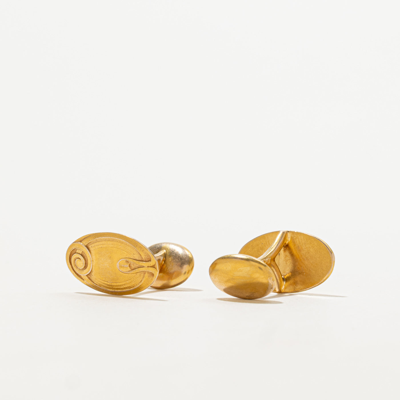 'Birks' 14k Yellow Gold Scrollwork Embossed Cufflinks