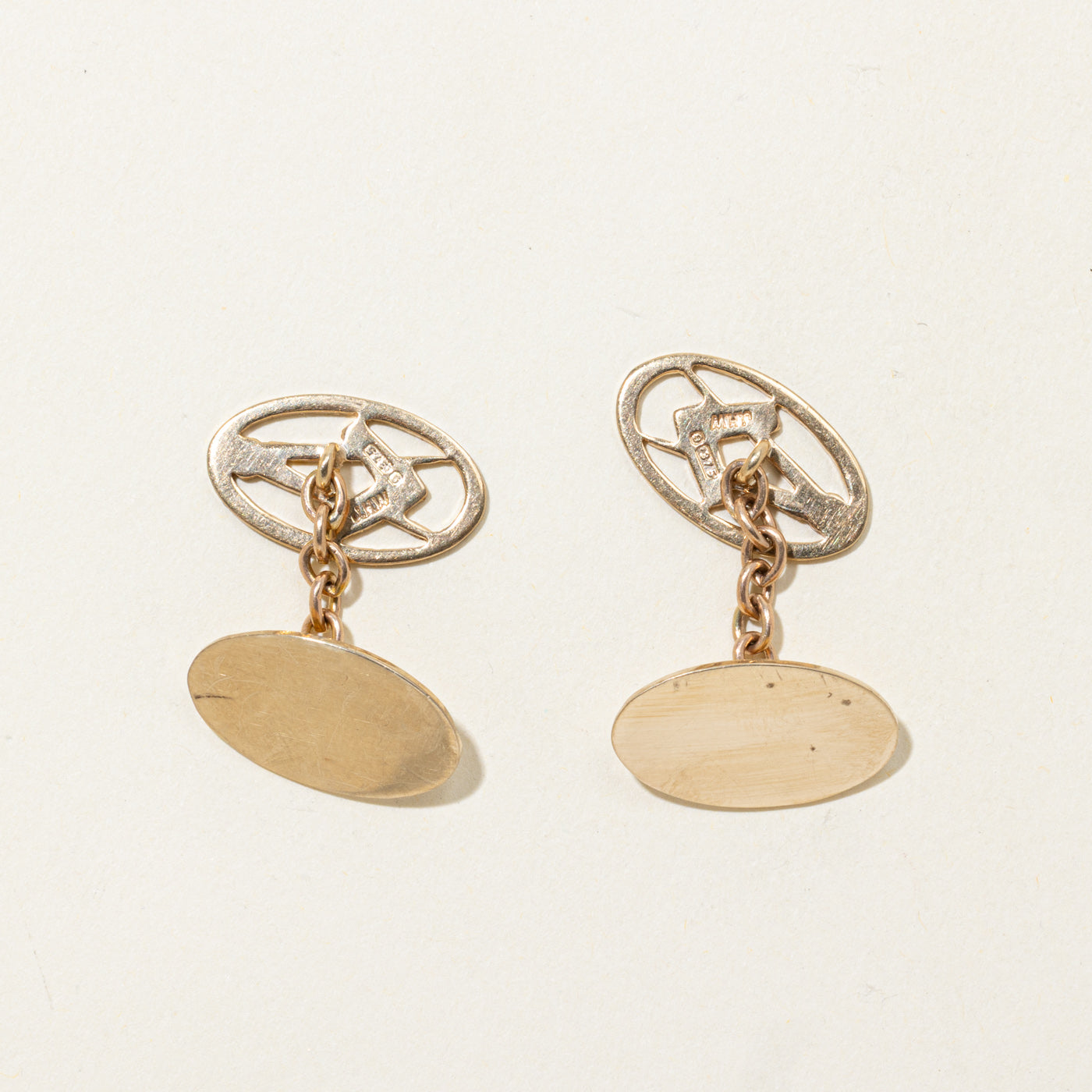 1966 Birmingham Yellow Gold Openwork Masonic Cufflinks