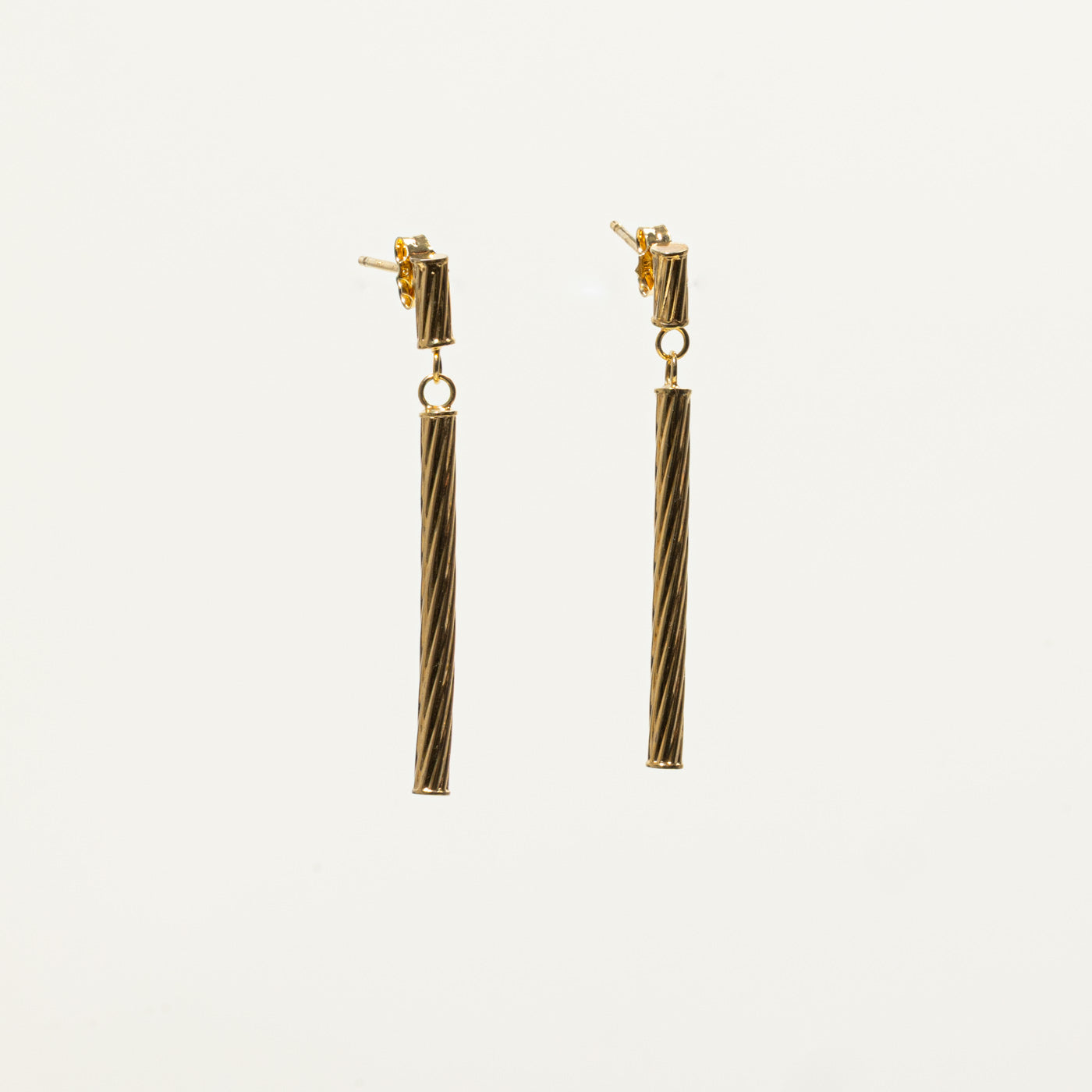 10k Yellow Gold Textured Bar Drop Earrings