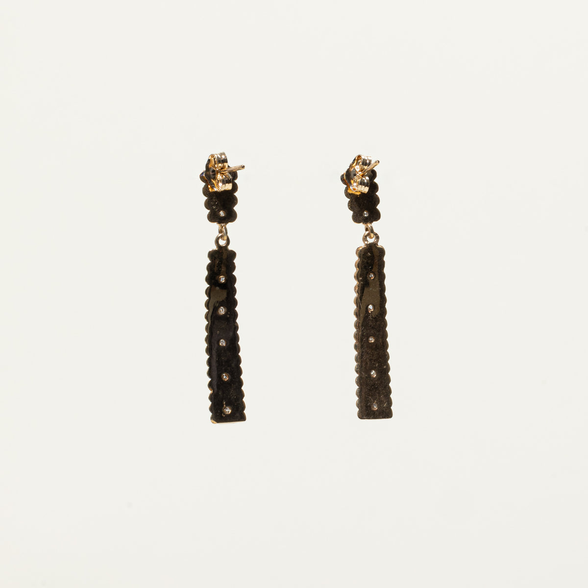 10k Diamond Bead Textured Drop Earrings
