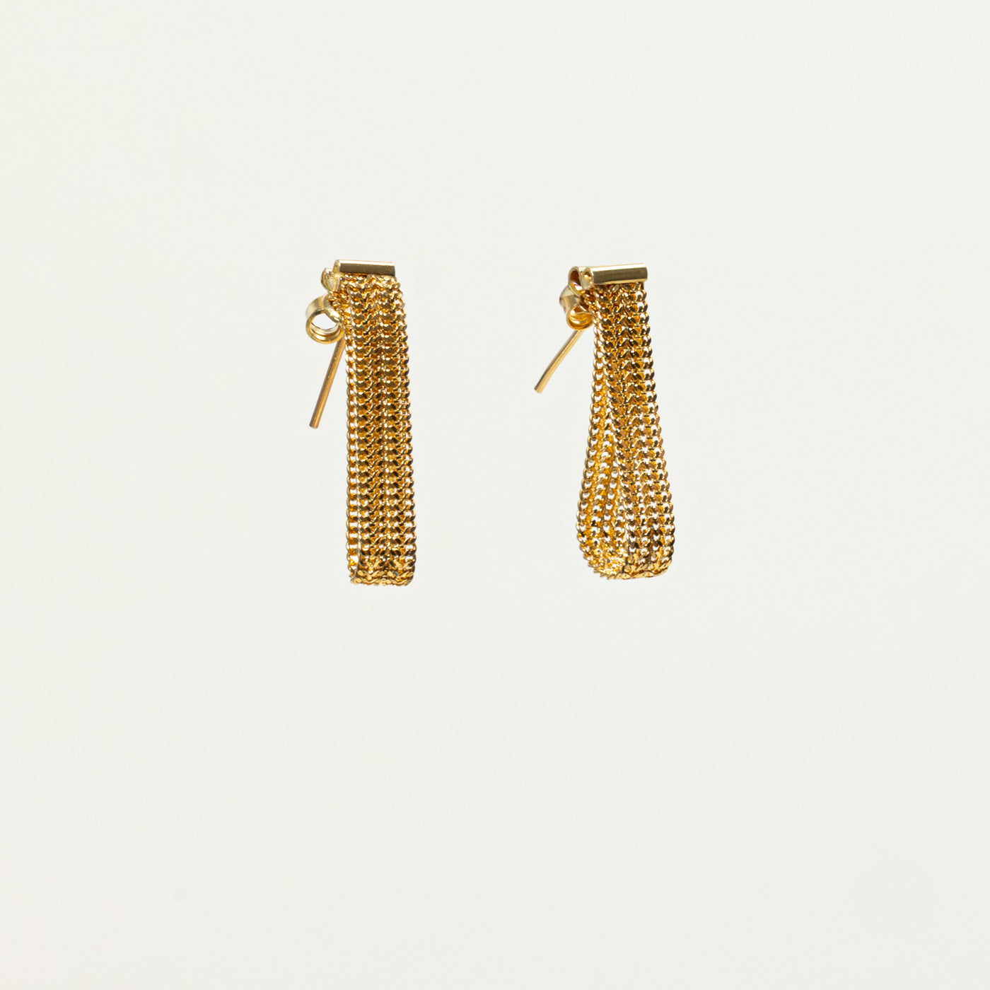 18k Yellow Gold Woven Chain Hoop Earrings