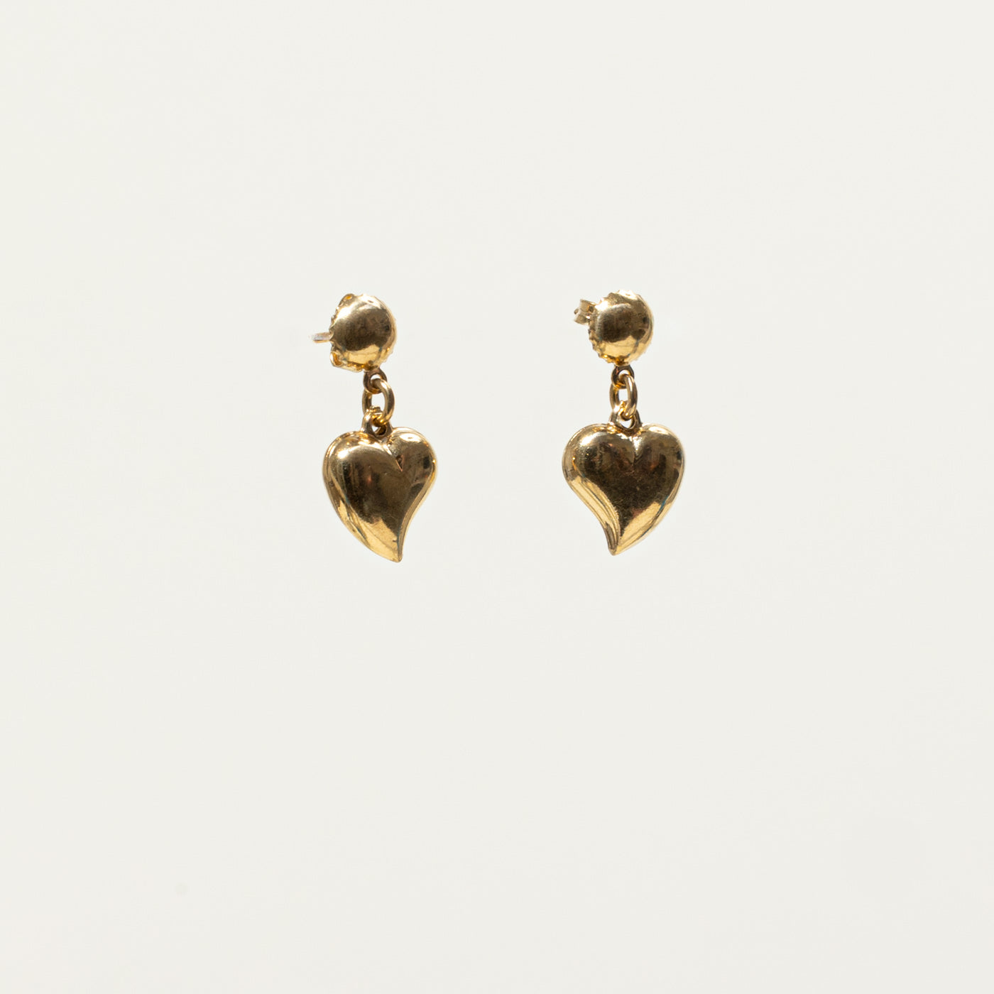 18k Yellow Gold Heart Drop Earrings