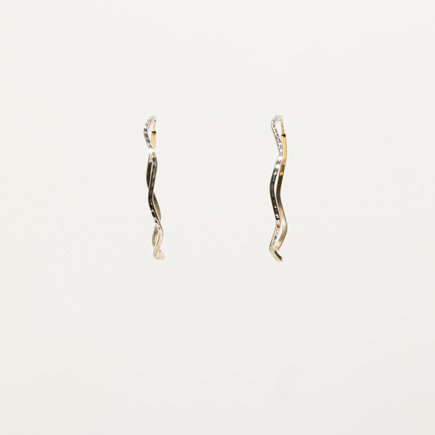 10k Yellow Gold Textured Wavy Hoop Earrings