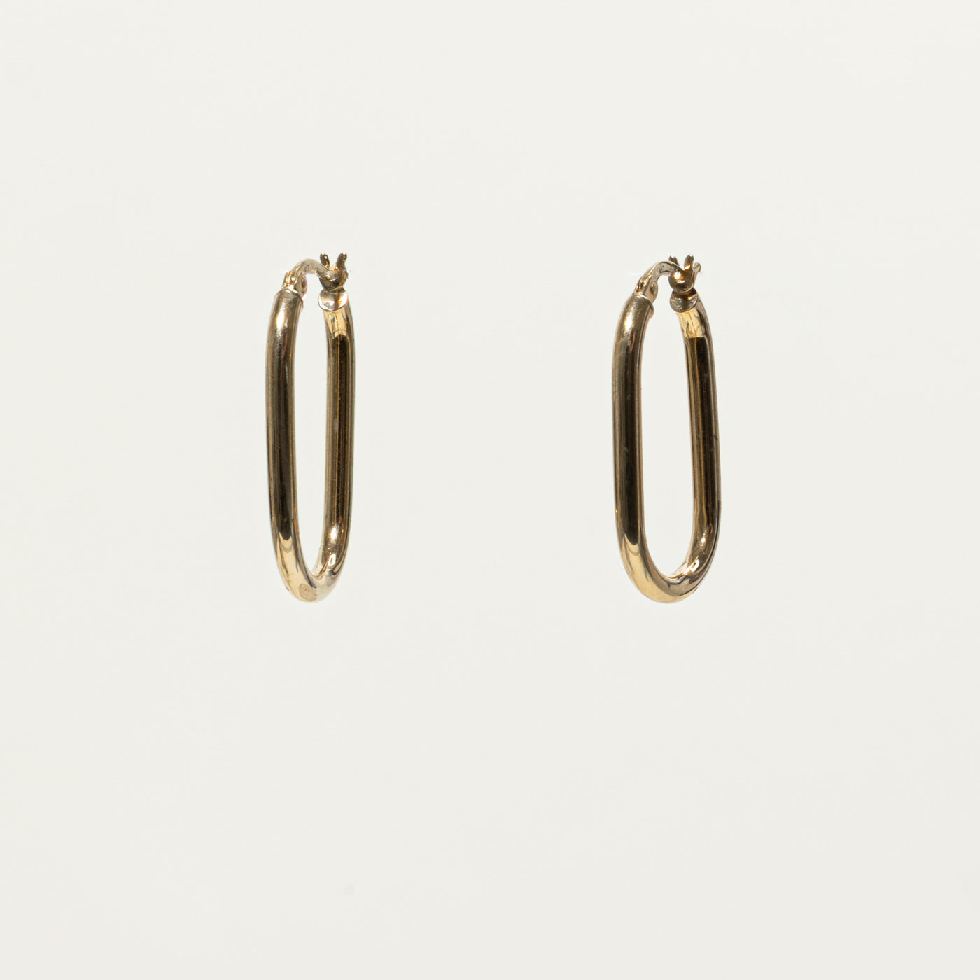 10k Yellow Gold Oblong Hoop Earrings