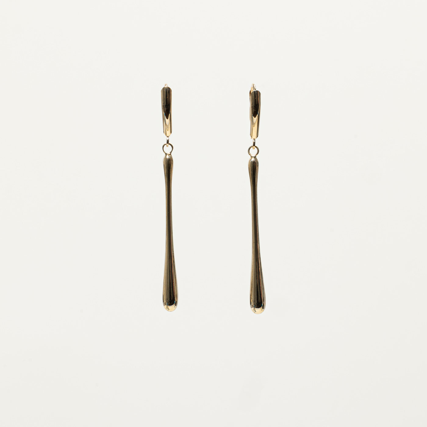 14k Yellow Gold Bar Drop Earrings