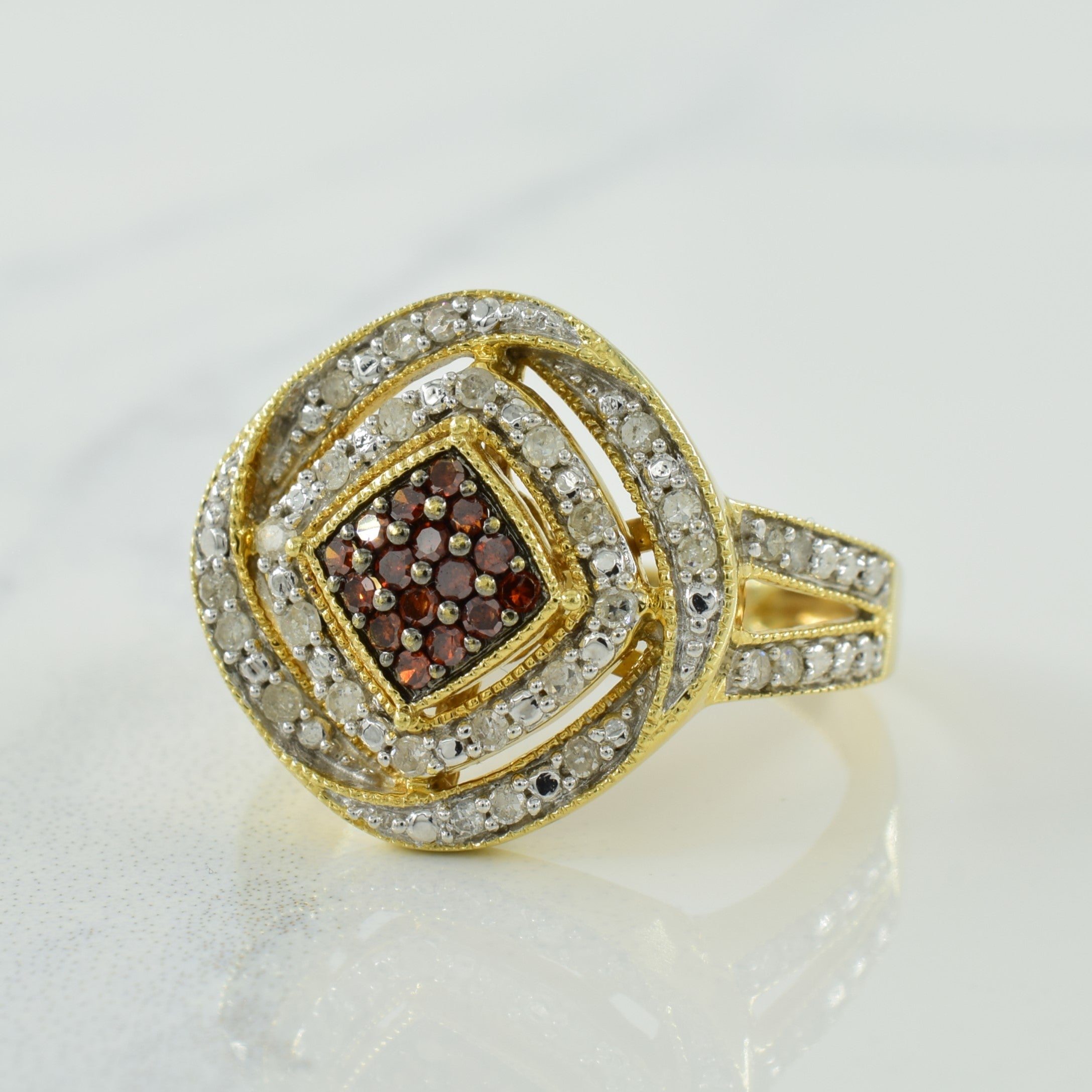 Cognac & Natural Diamond Ring | 0.23ctw, 0.12ctw | SZ 7 |