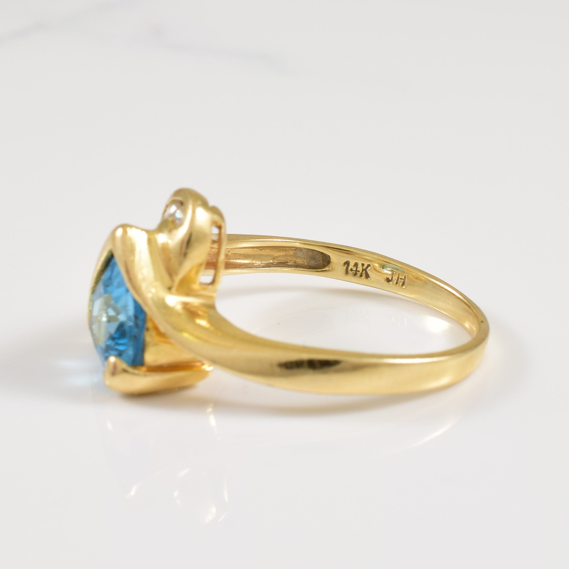 Blue Topaz & Diamond Chevron Ring | 2.00ct, 0.10ctw | SZ 7 |