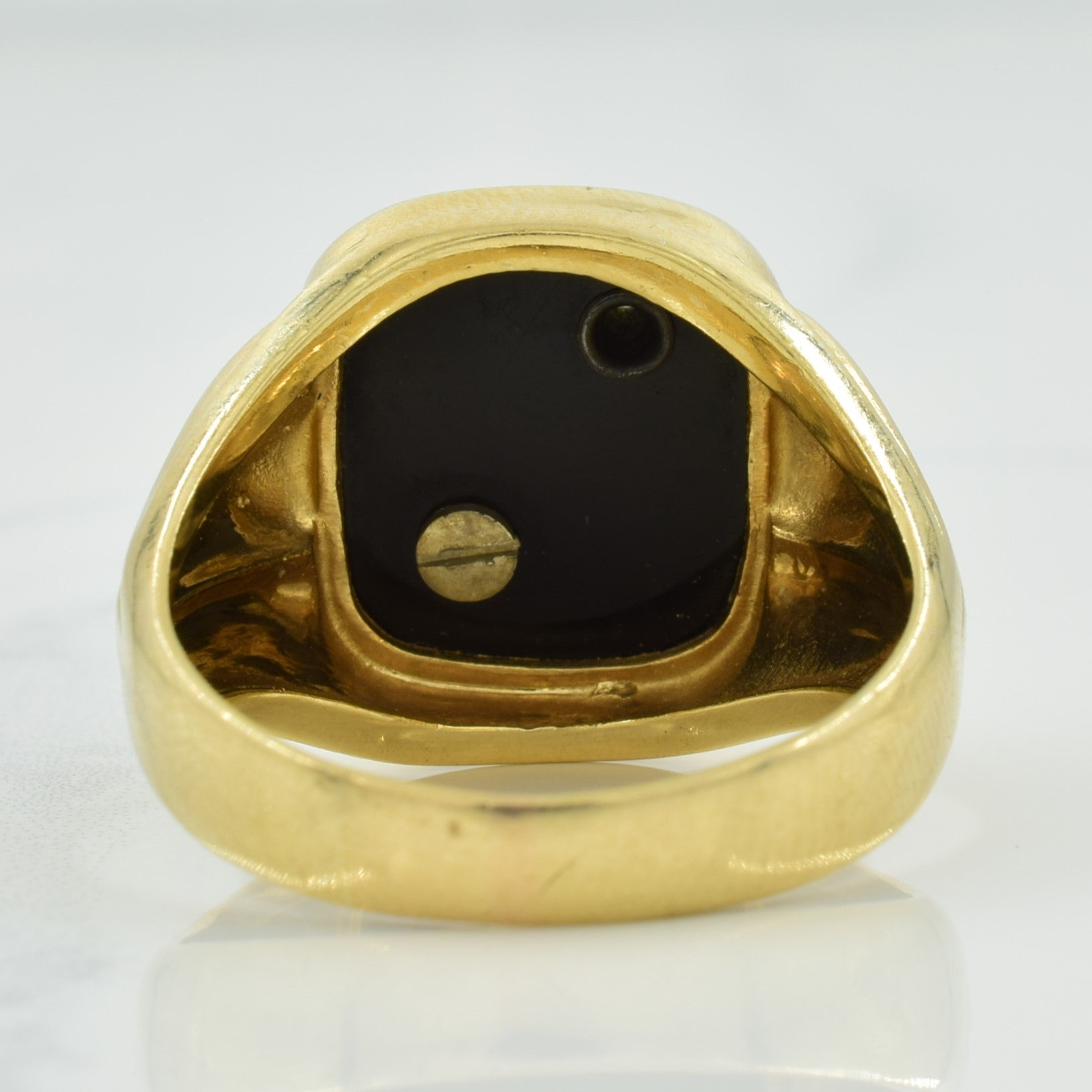 Black Onyx & Diamond 'J' Initial Ring | 6.50ct, 0.03ct | SZ 11.25 |