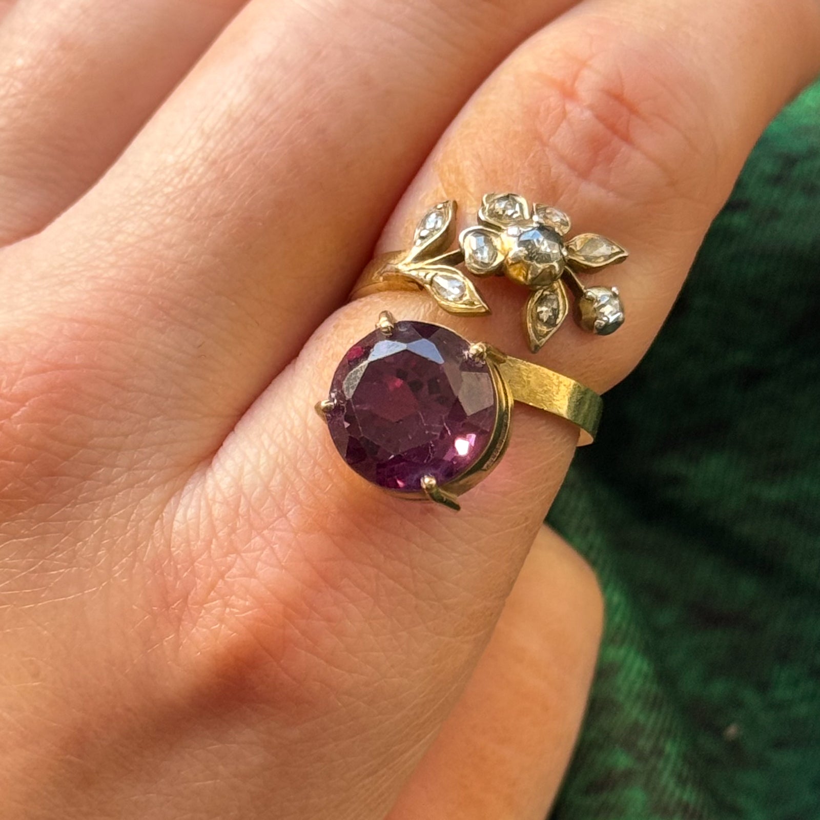 Rose Cut Diamond & Synthetic Sapphire Ring | 7.50ct, 0.22ctw | SZ 7 |