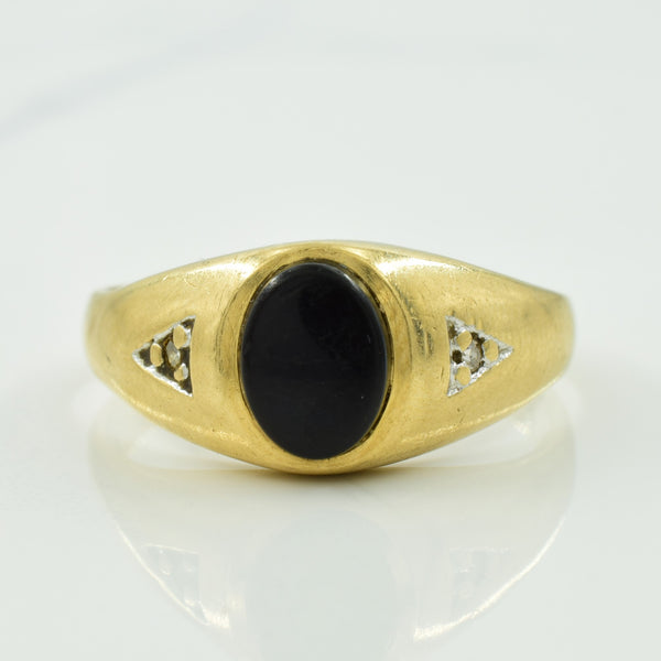 Black Onyx & Diamond Ring | 0.70ct, 0.02ctw | SZ 8.75 |