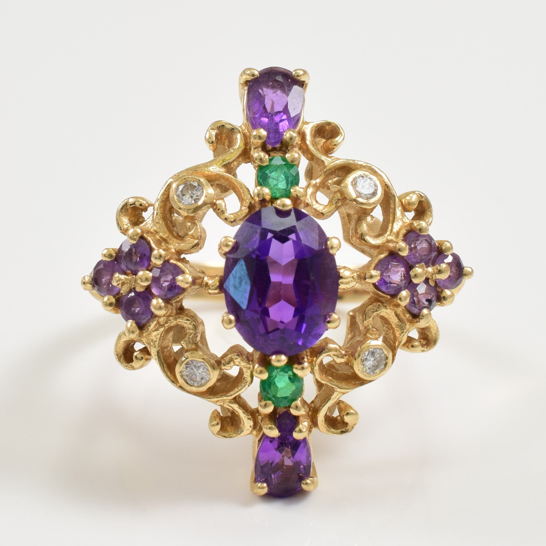 Multi Gemstone & Diamond Ring | 1.00ctw, 0.08ctw | SZ 5.5 |