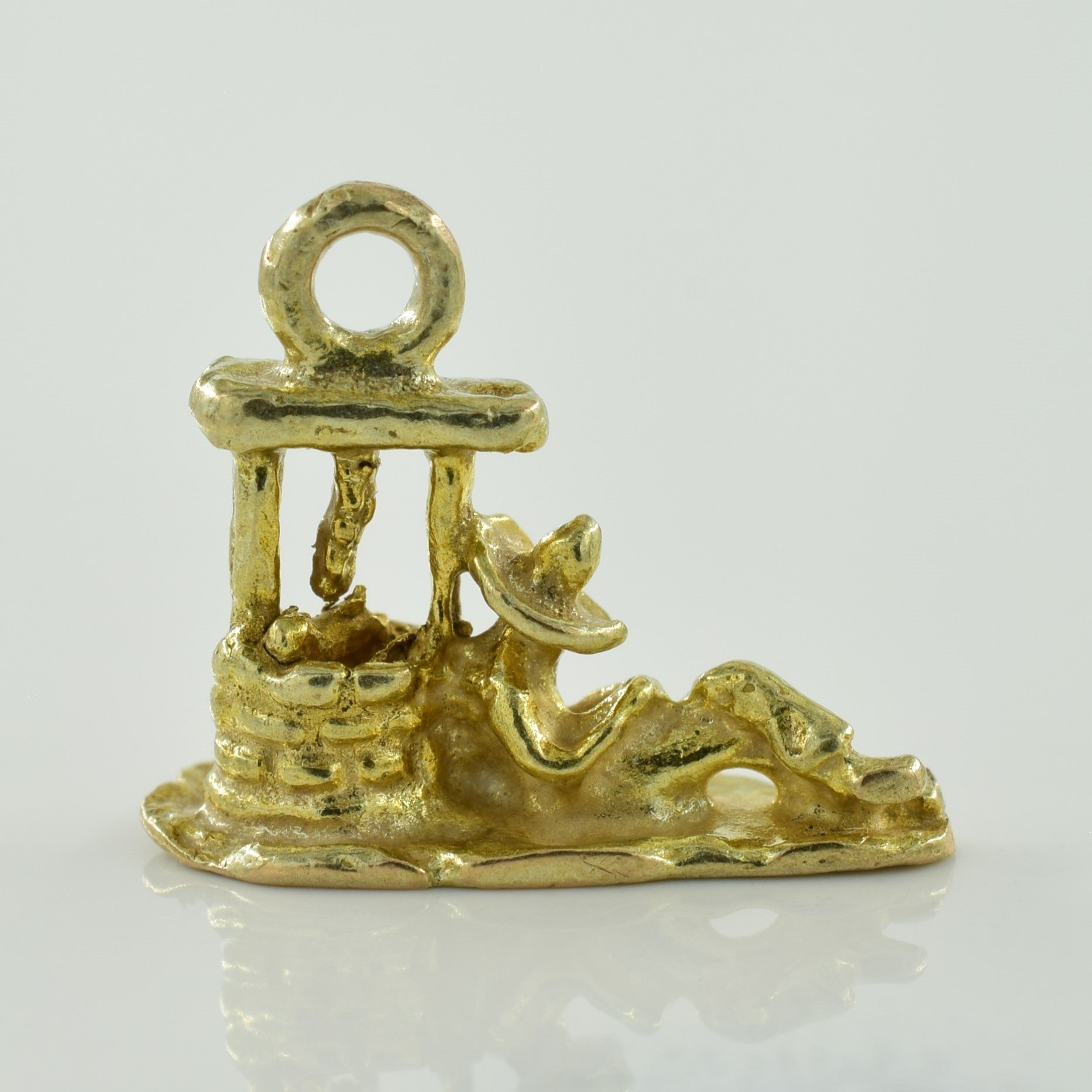 10k Yellow Gold Person & Well Charm |