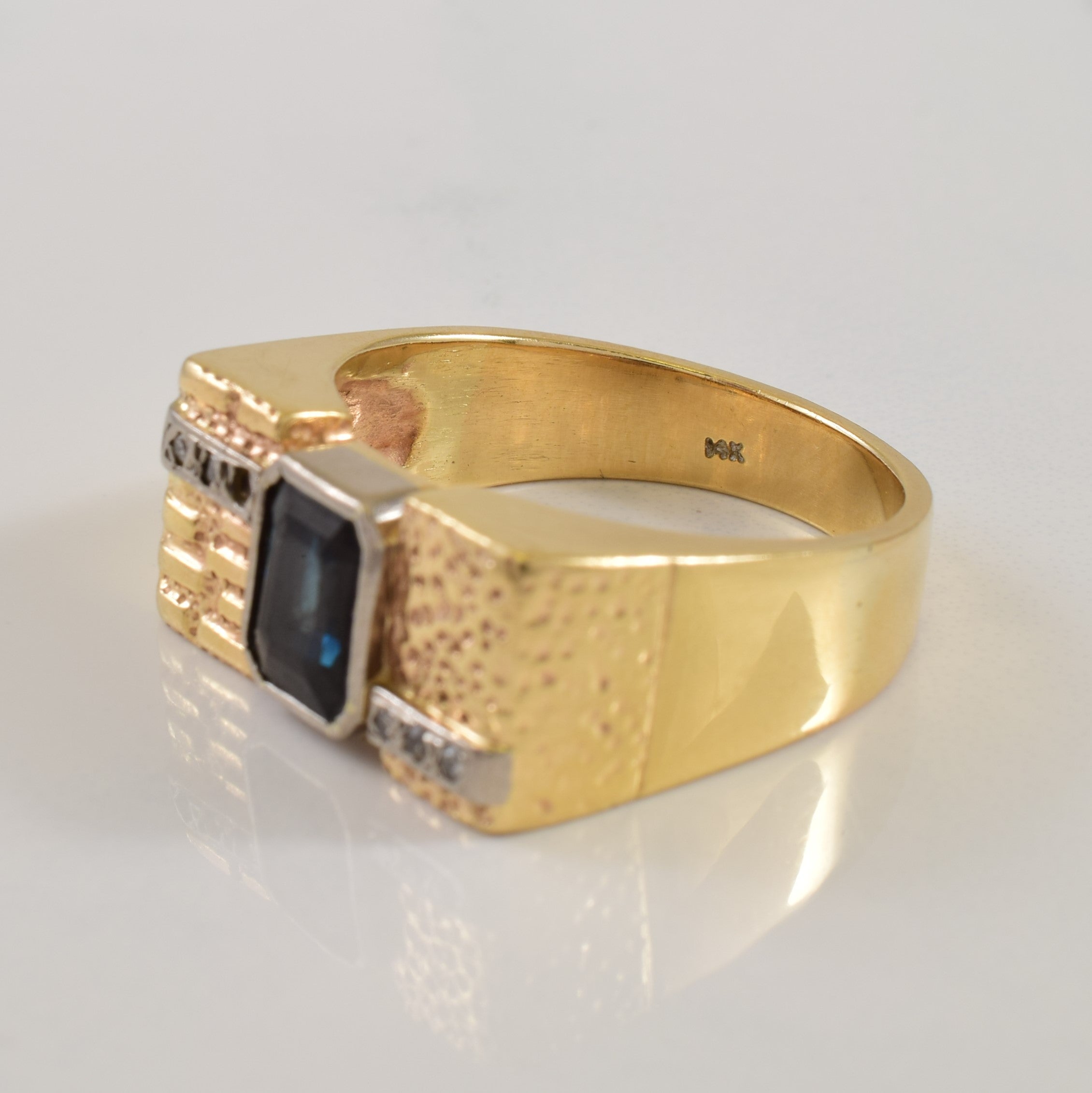 Sapphire & Diamond Flat Edge Ring | 2.34ct, 0.06ctw | SZ 12 |