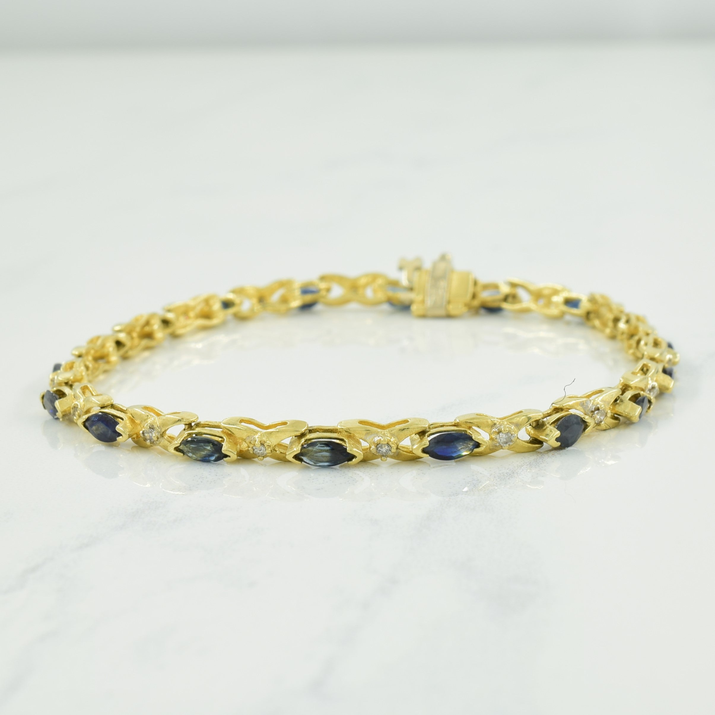 Sapphire & Diamond Tennis Bracelet | 2.00ctw, 0.16ctw | 7.25" |