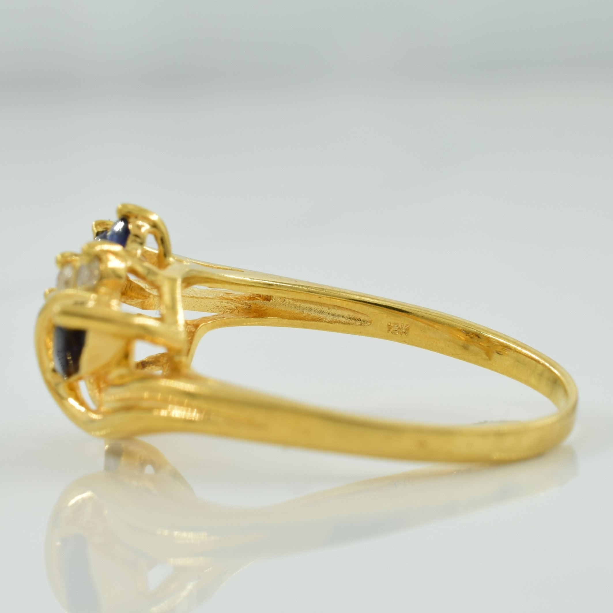 Blue Sapphire & Diamond Bypass Ring | 0.44ctw, 0.08ctw | SZ 6.5 |