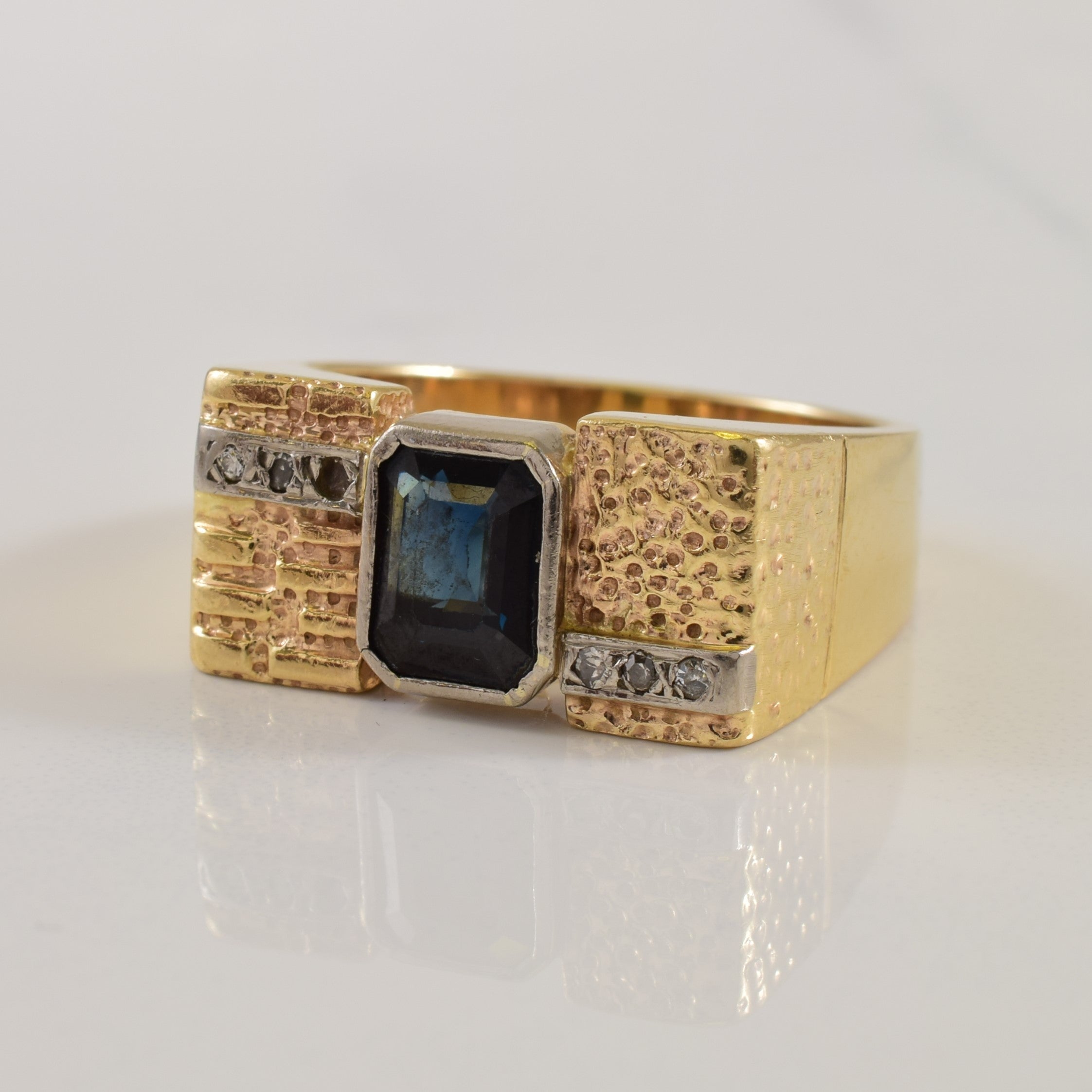 Sapphire & Diamond Flat Edge Ring | 2.34ct, 0.06ctw | SZ 12 |