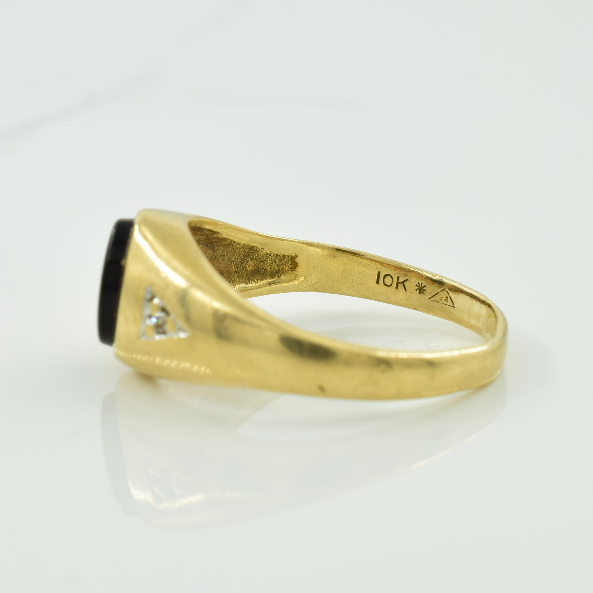 Black Onyx & Diamond Ring | 0.70ct, 0.02ctw | SZ 8.75 |